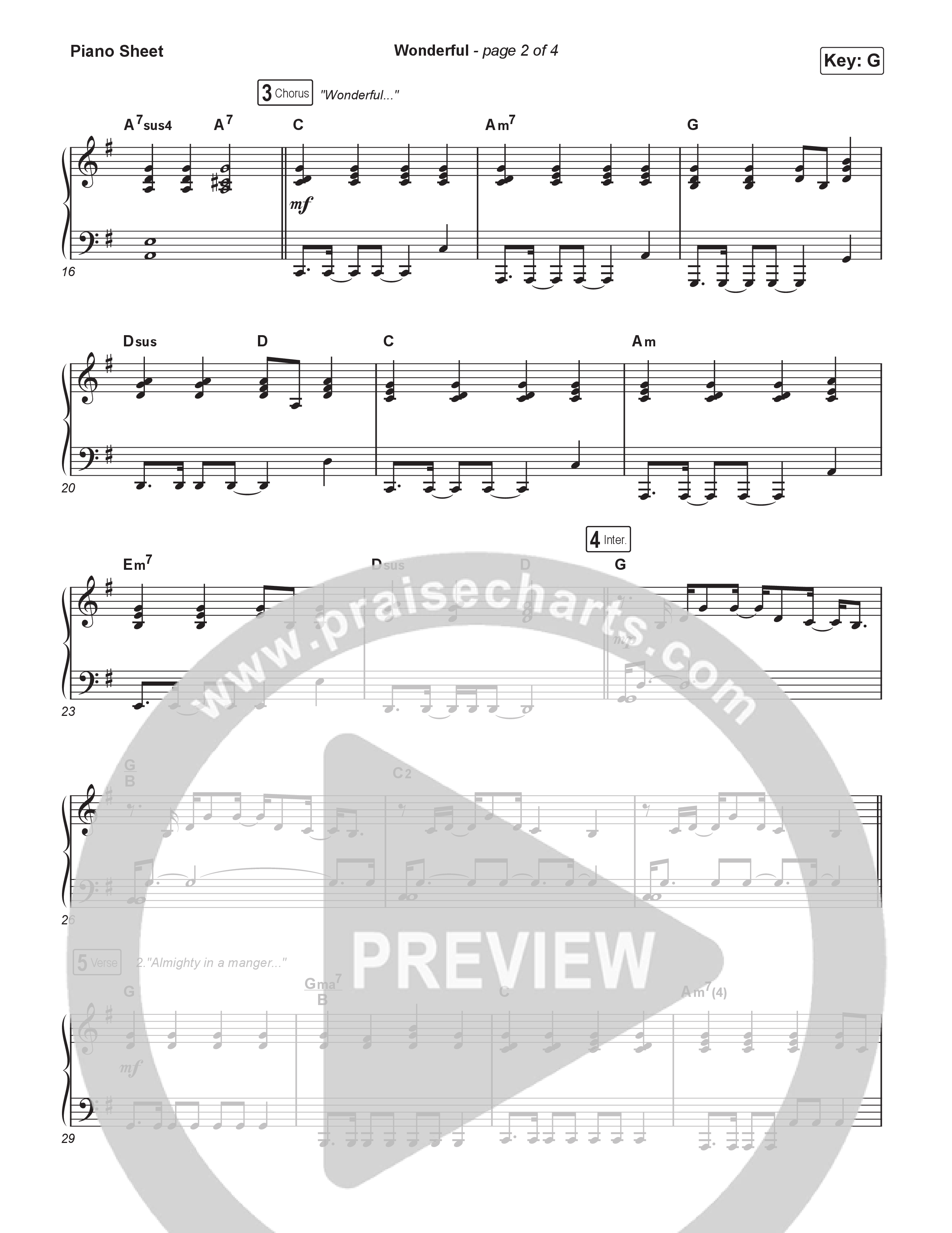 Wonderful (Sing It Now) Piano Sheet (CAIN / Arr. Luke Gambill)