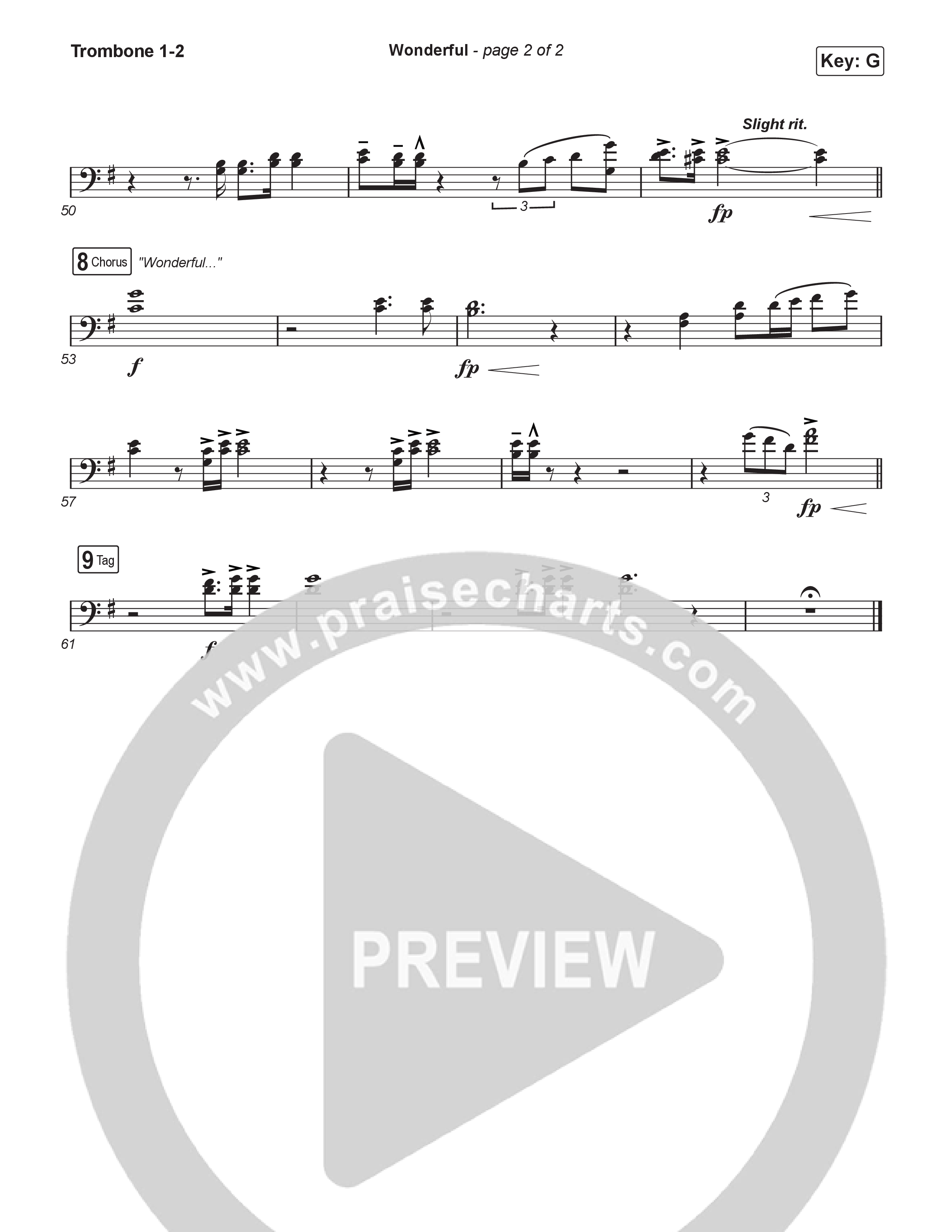 Wonderful (Sing It Now) Trombone 1/2 (CAIN / Arr. Luke Gambill)