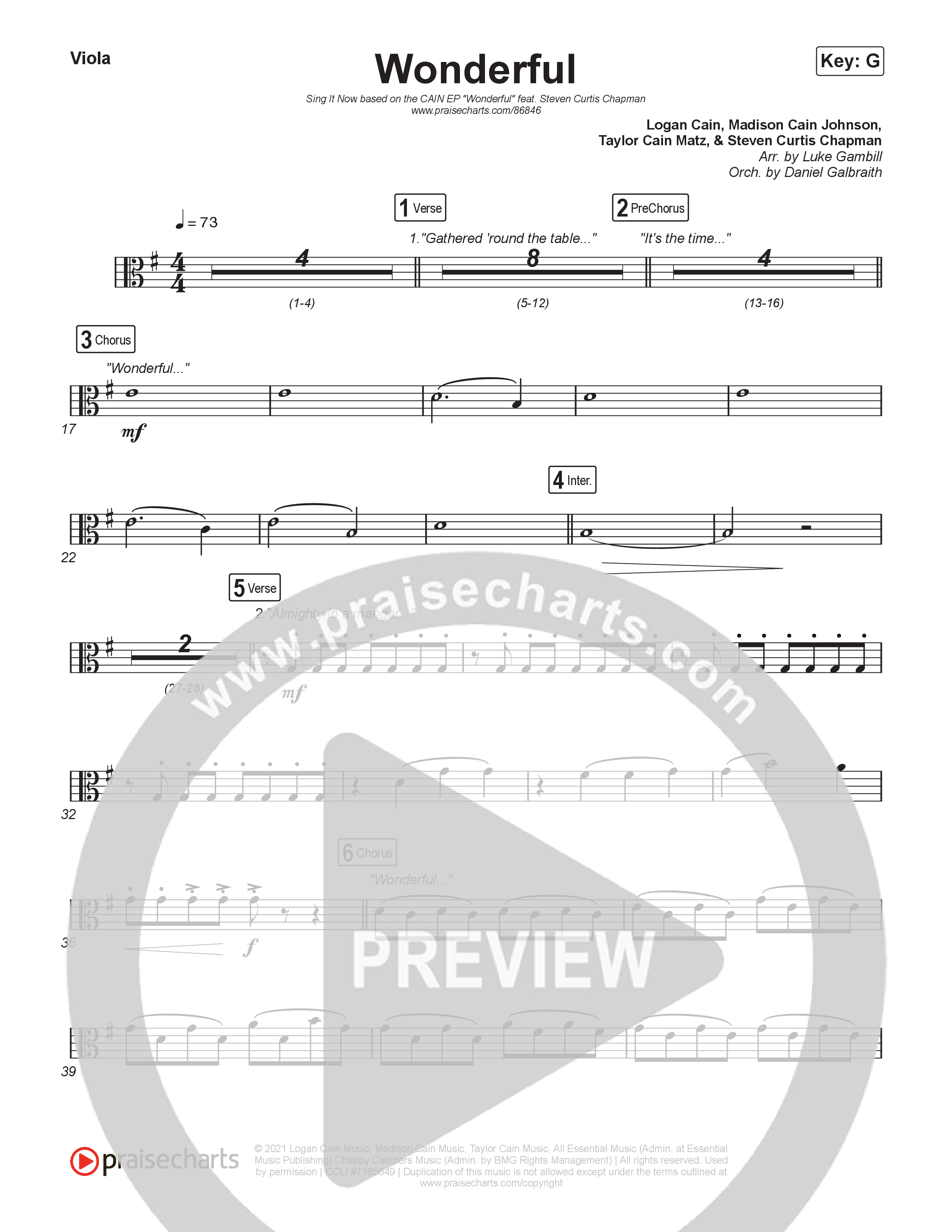 Wonderful (Sing It Now) String Pack (CAIN / Arr. Luke Gambill)