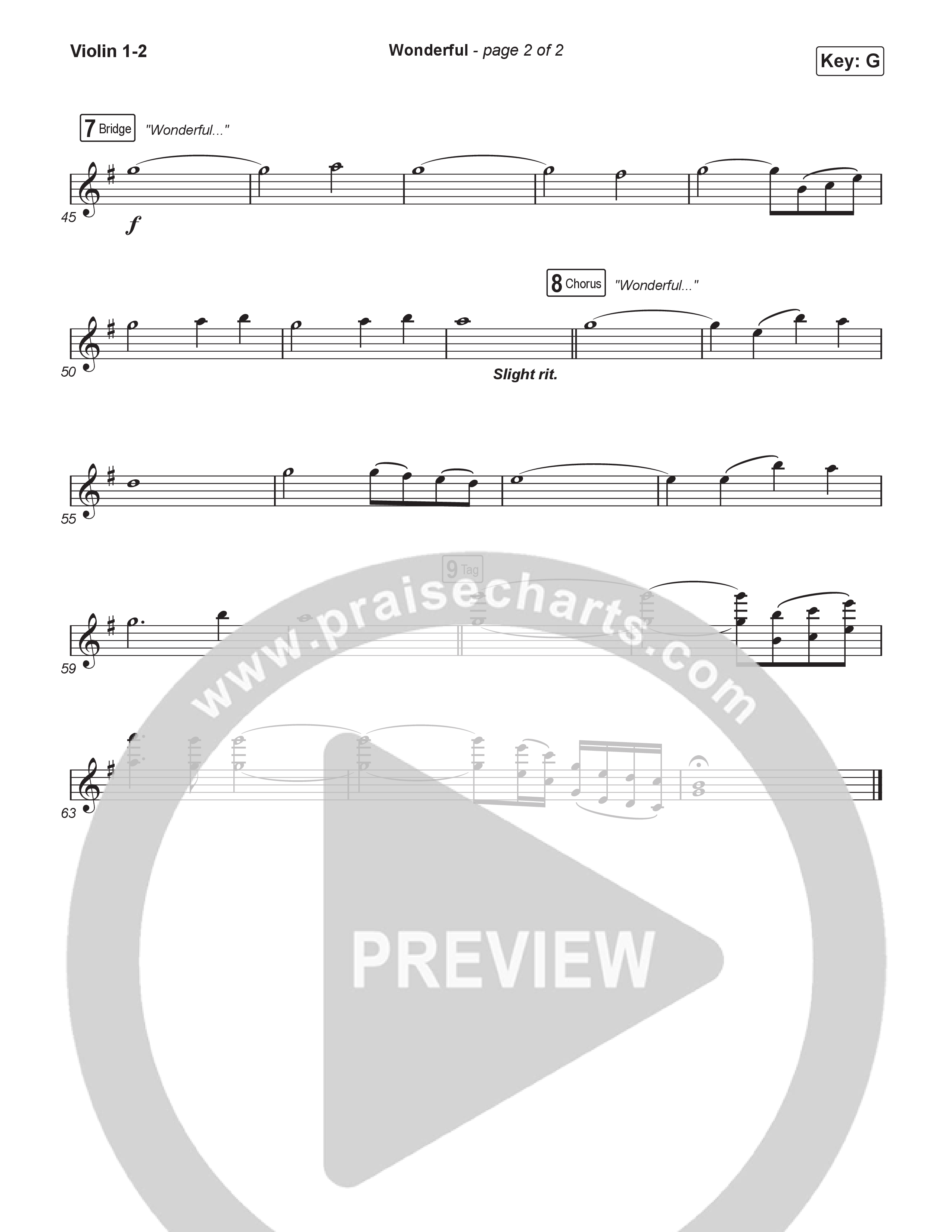 Wonderful (Sing It Now) Violin 1/2 (CAIN / Arr. Luke Gambill)