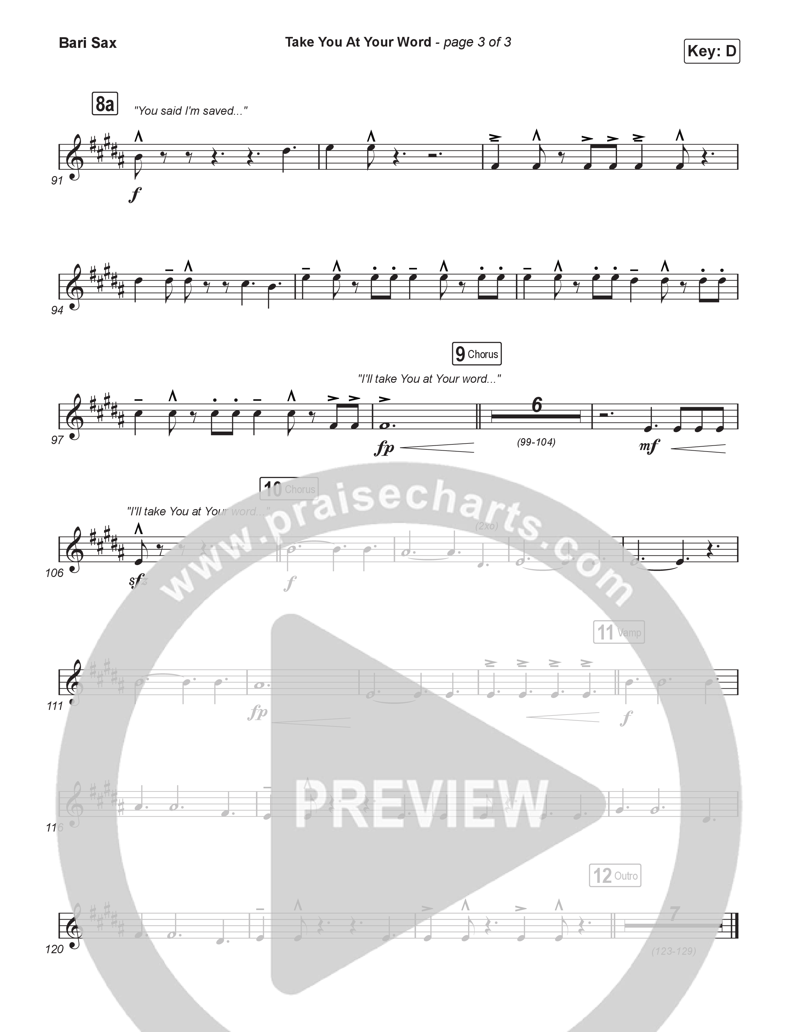 Take You At Your Word (Choral Anthem SATB) Bari Sax (Cody Carnes / Benjamin William Hastings / Arr. Luke Gambill)