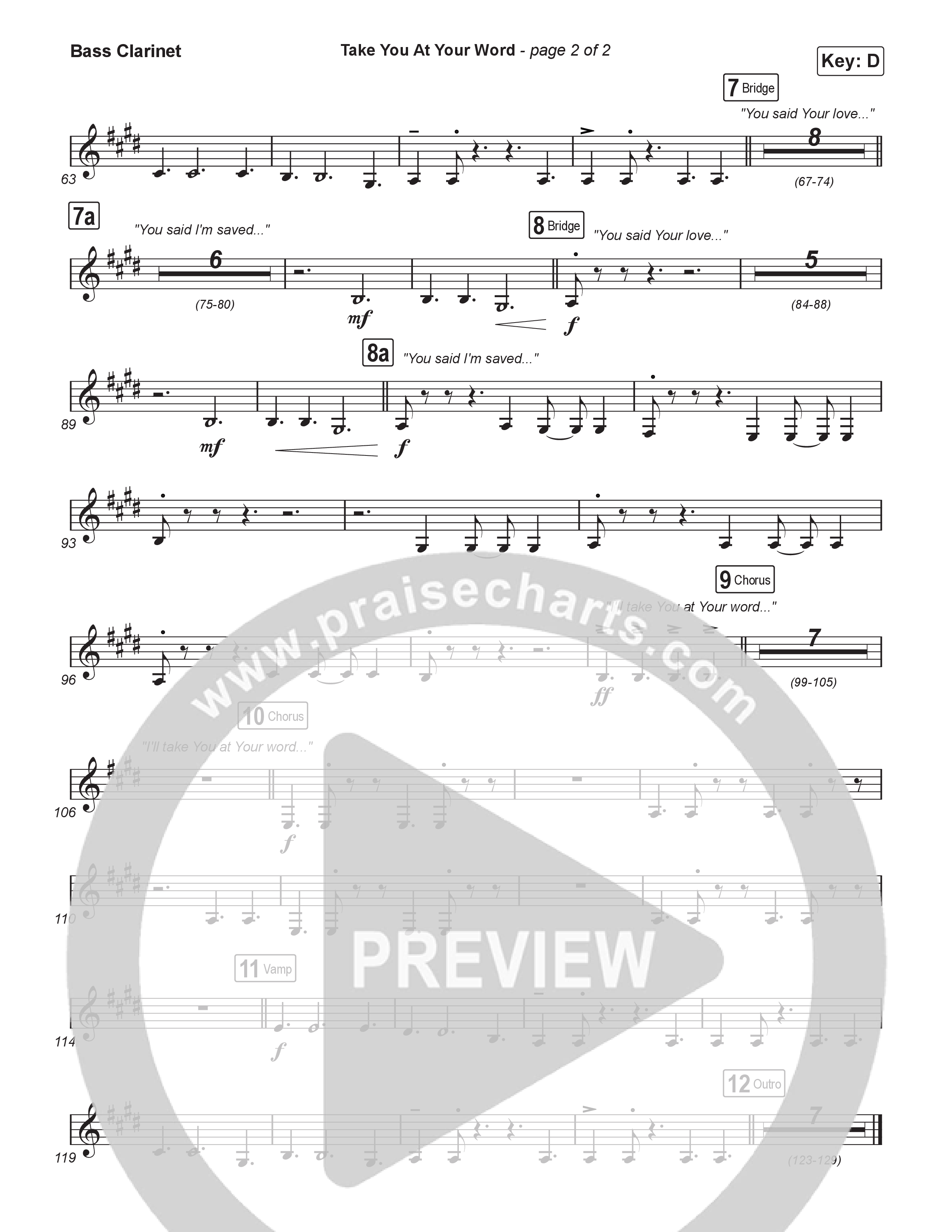 Take You At Your Word (Choral Anthem SATB) Bass Clarinet (Cody Carnes / Benjamin William Hastings / Arr. Luke Gambill)