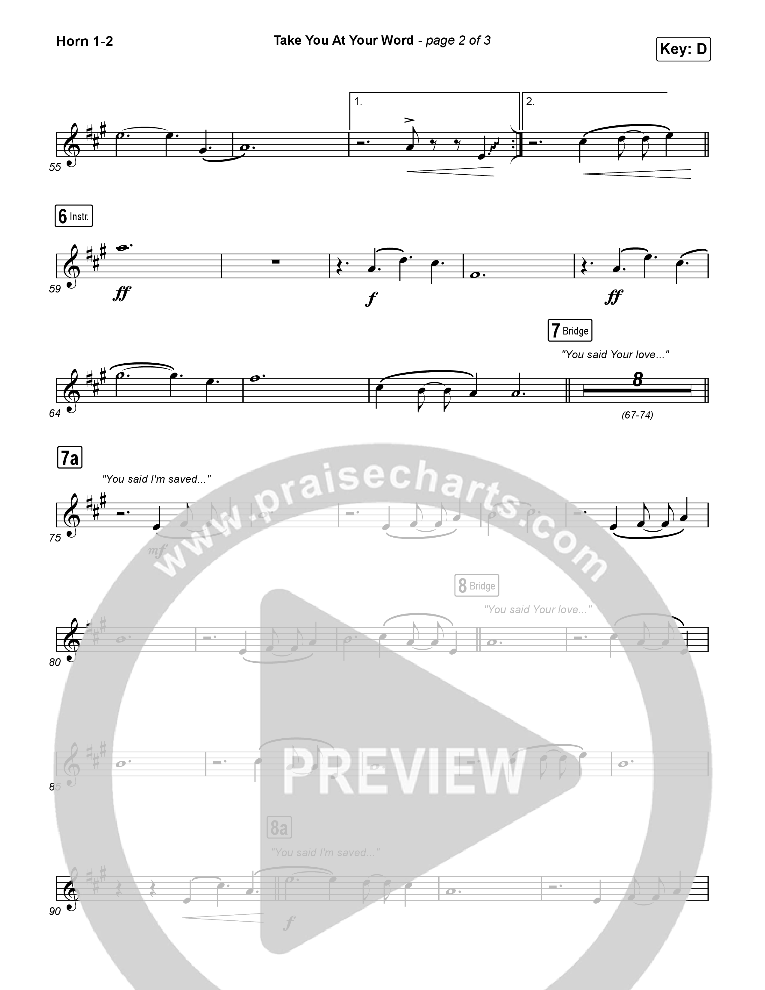 Take You At Your Word (Choral Anthem SATB) French Horn 1,2 (Cody Carnes / Benjamin William Hastings / Arr. Luke Gambill)