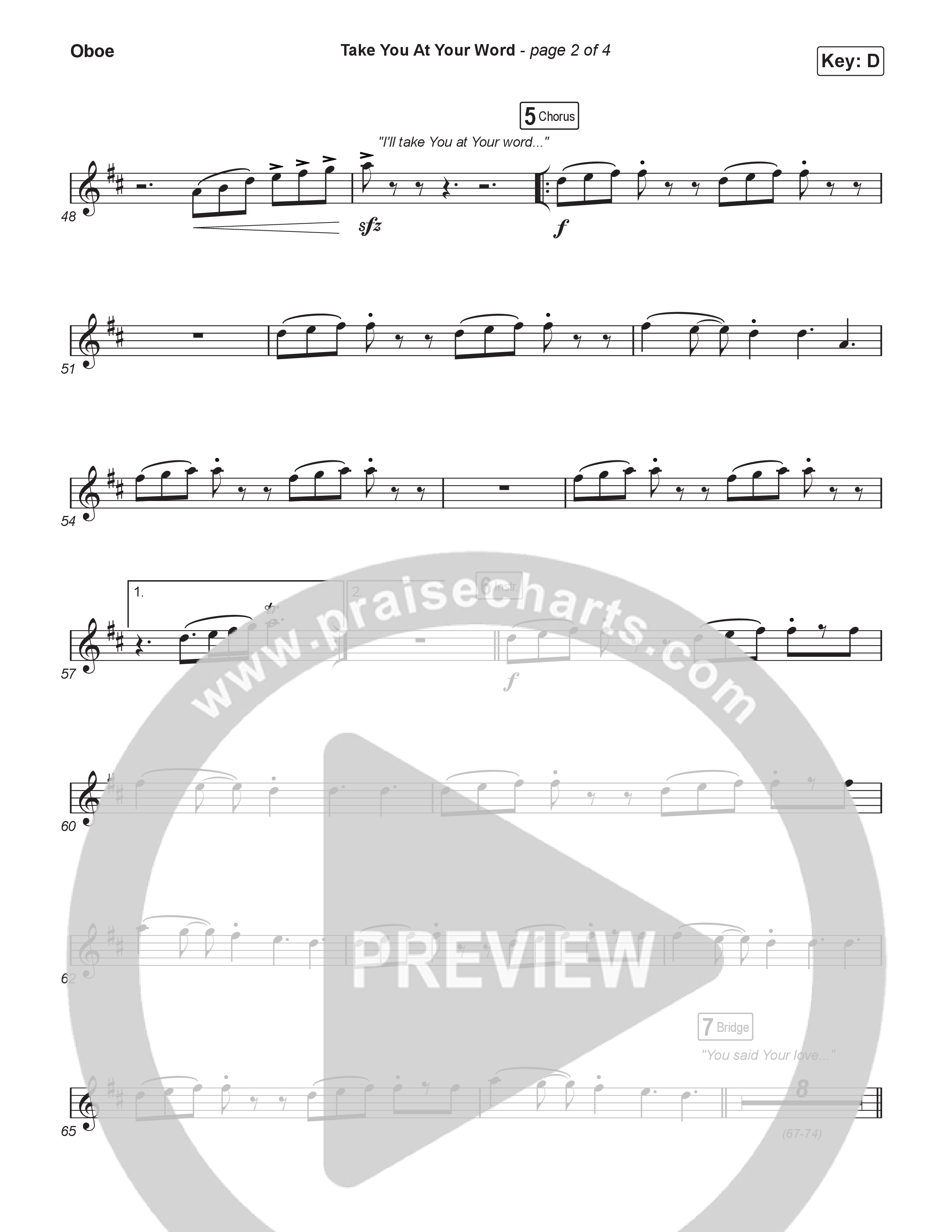 Take You At Your Word (Choral Anthem SATB) Oboe (Cody Carnes / Benjamin William Hastings / Arr. Luke Gambill)