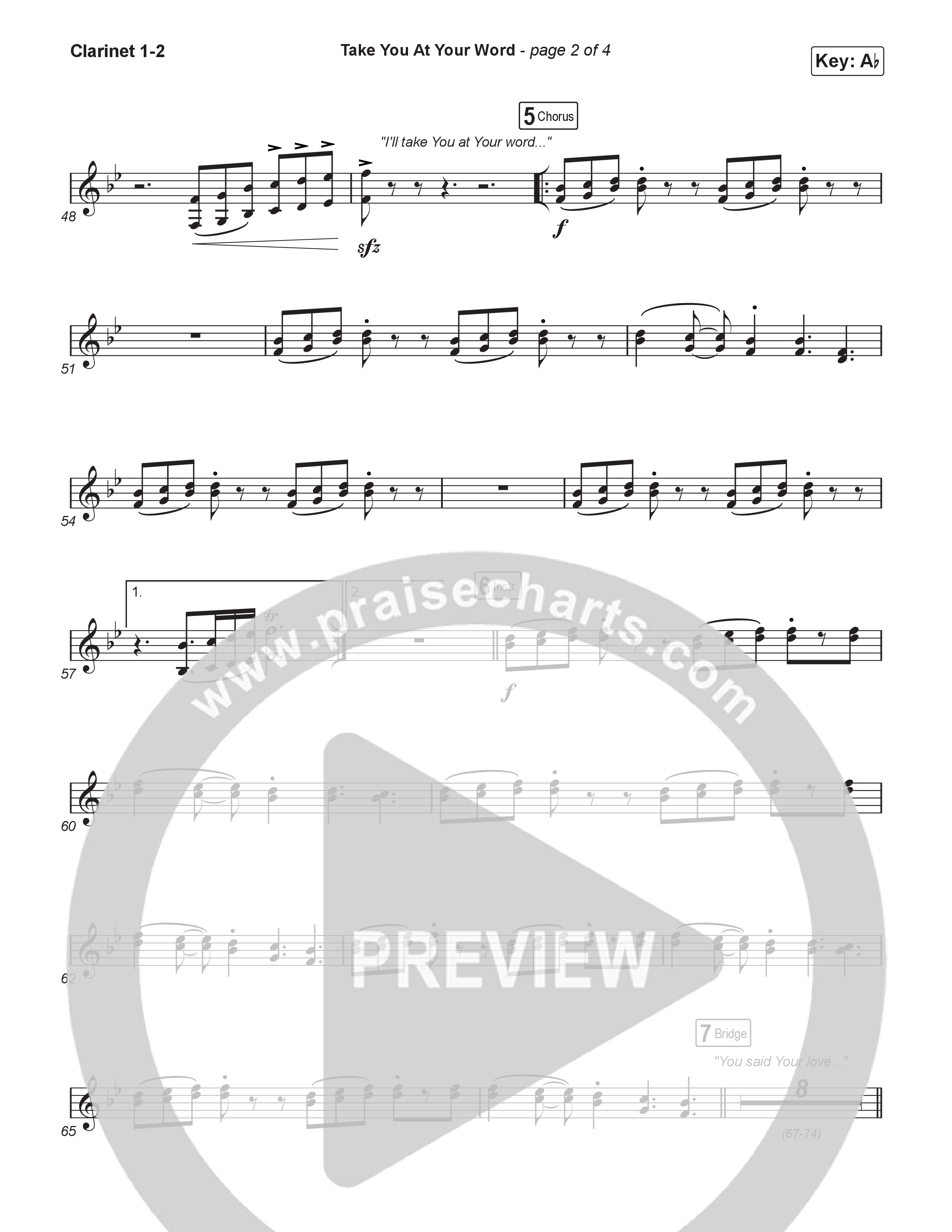 Take You At Your Word (Worship Choir/SAB) Clarinet 1/2 (Cody Carnes / Benjamin William Hastings / Arr. Luke Gambill)