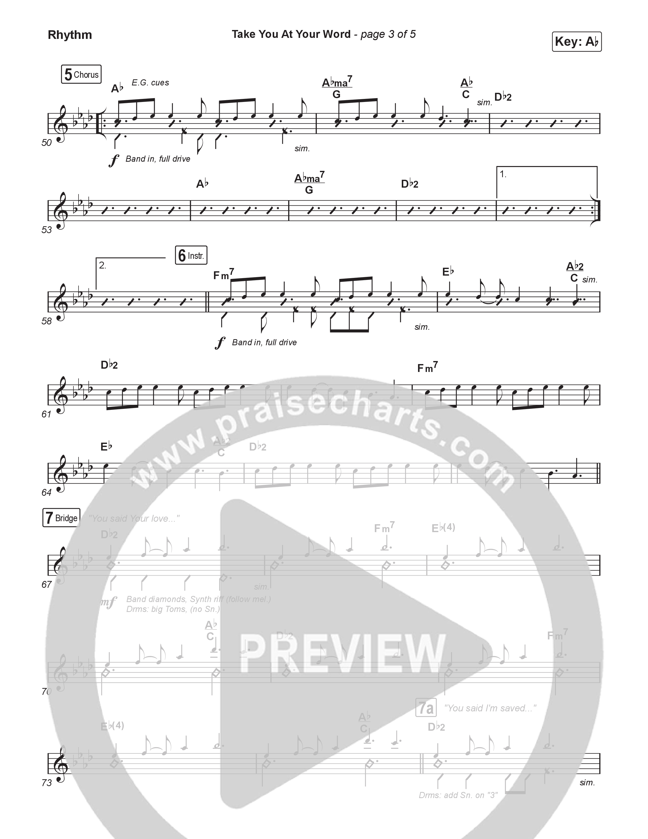 Take You At Your Word (Worship Choir/SAB) Rhythm Pack (Cody Carnes / Benjamin William Hastings / Arr. Luke Gambill)