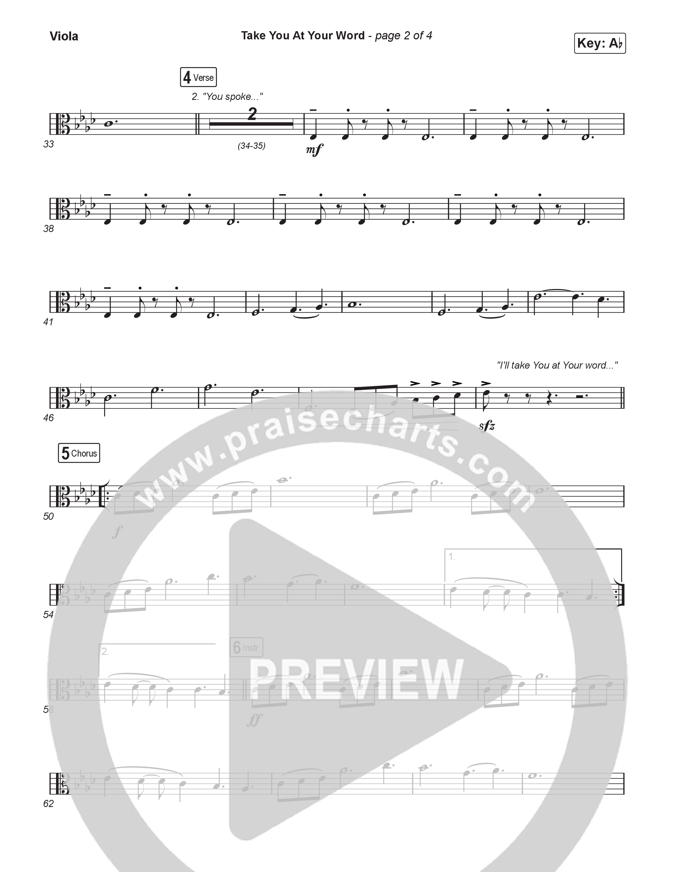 Take You At Your Word (Worship Choir/SAB) Viola (Cody Carnes / Benjamin William Hastings / Arr. Luke Gambill)