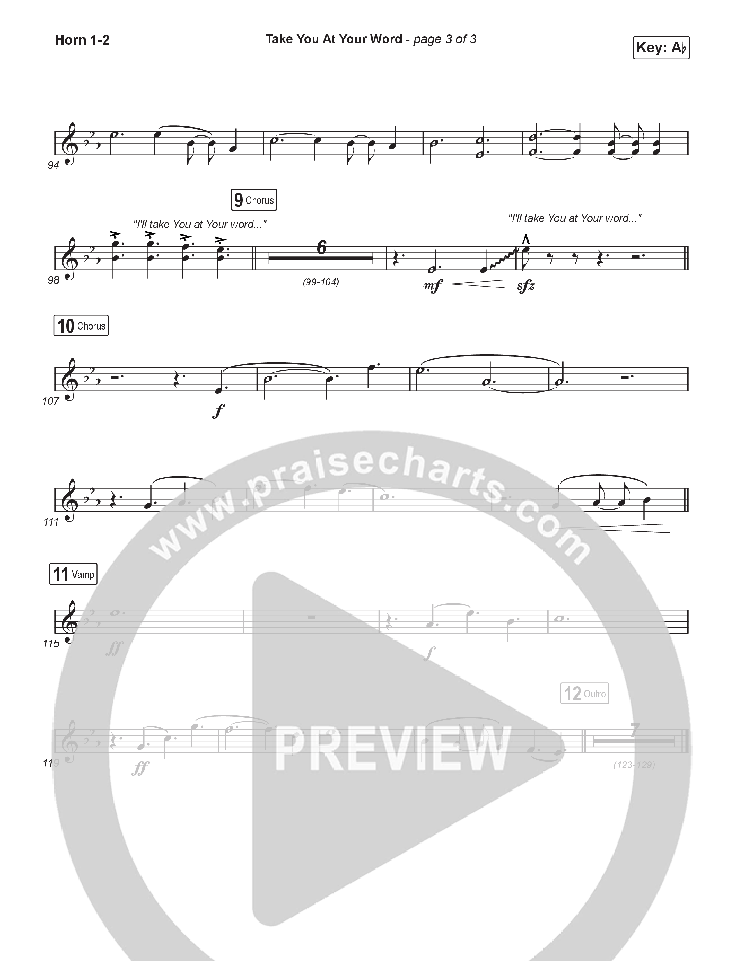 Take You At Your Word (Sing It Now) Brass Pack (Cody Carnes / Benjamin William Hastings / Arr. Luke Gambill)