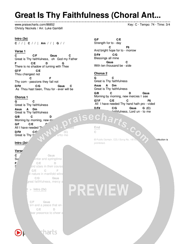 Great Is Thy Faithfulness (Choral Anthem SATB) Chords & Lyrics (Christy Nockels / Arr. Luke Gambill)