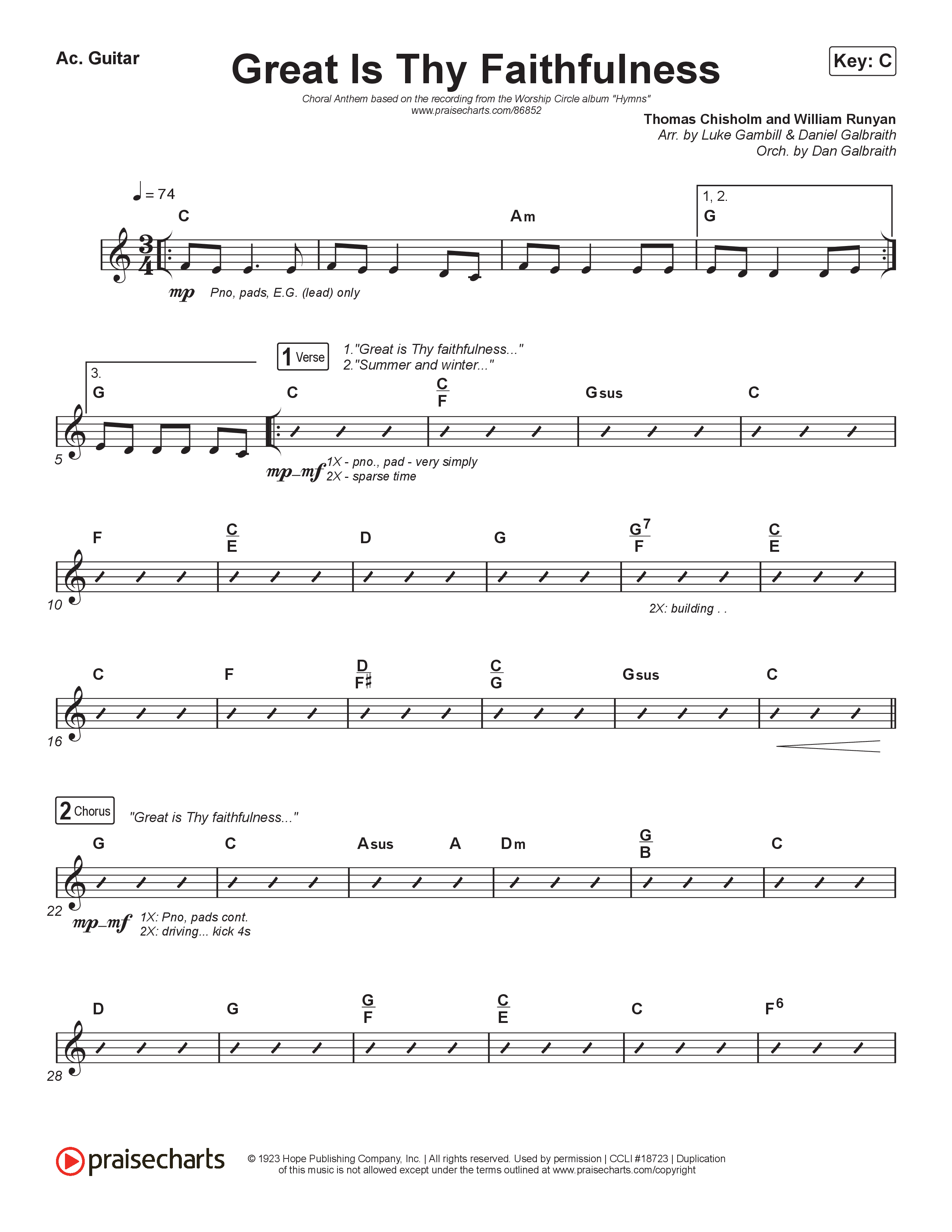 Great Is Thy Faithfulness (Choral Anthem SATB) Acoustic Guitar (Christy Nockels / Arr. Luke Gambill)