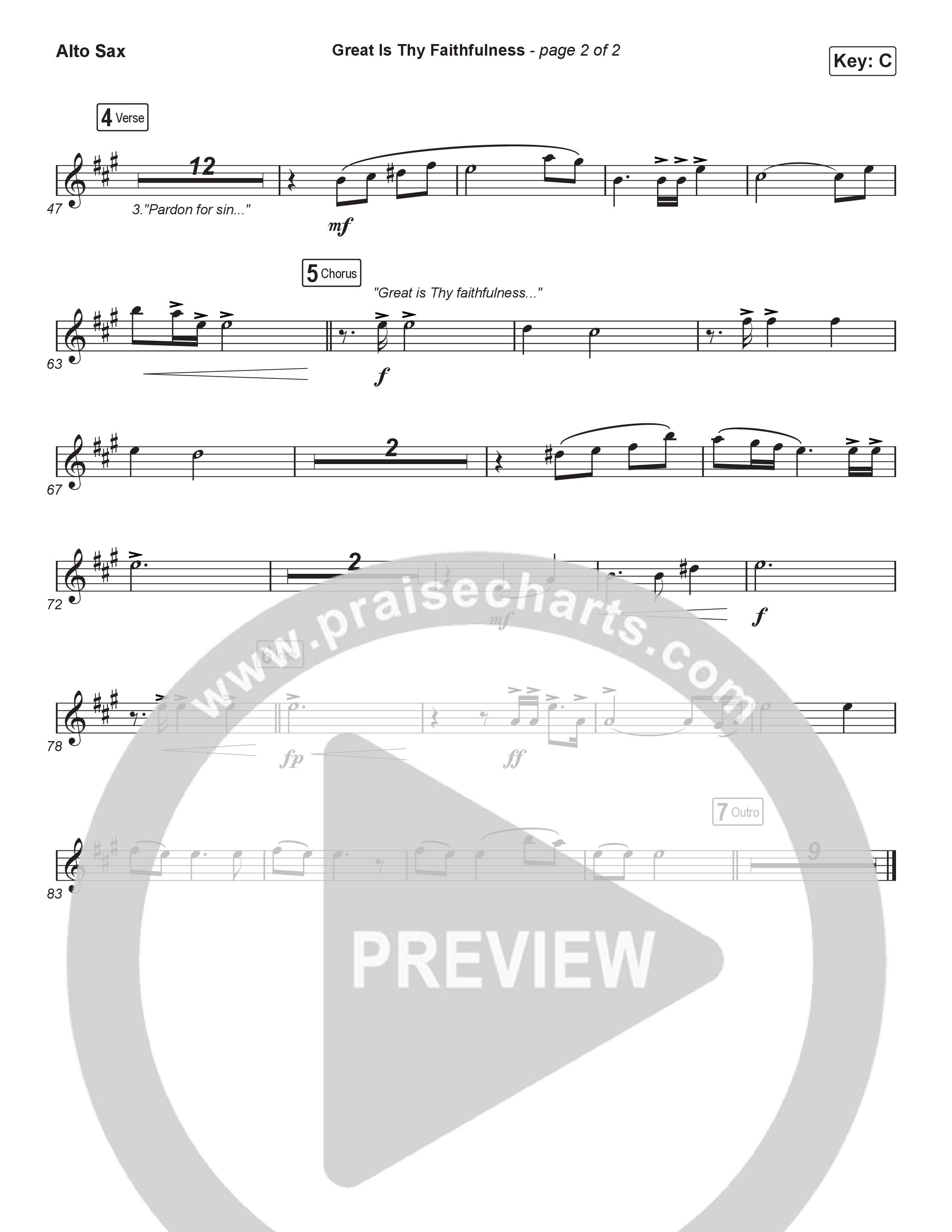 Great Is Thy Faithfulness (Choral Anthem SATB) Alto Sax (Christy Nockels / Arr. Luke Gambill)