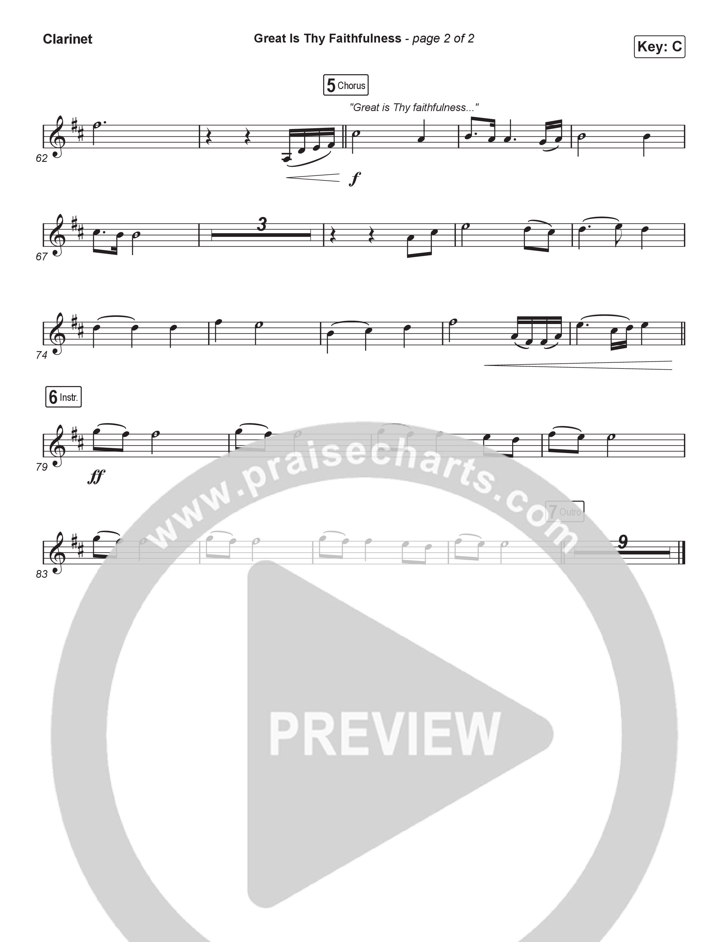 Great Is Thy Faithfulness (Choral Anthem SATB) Clarinet 1,2 (Christy Nockels / Arr. Luke Gambill)