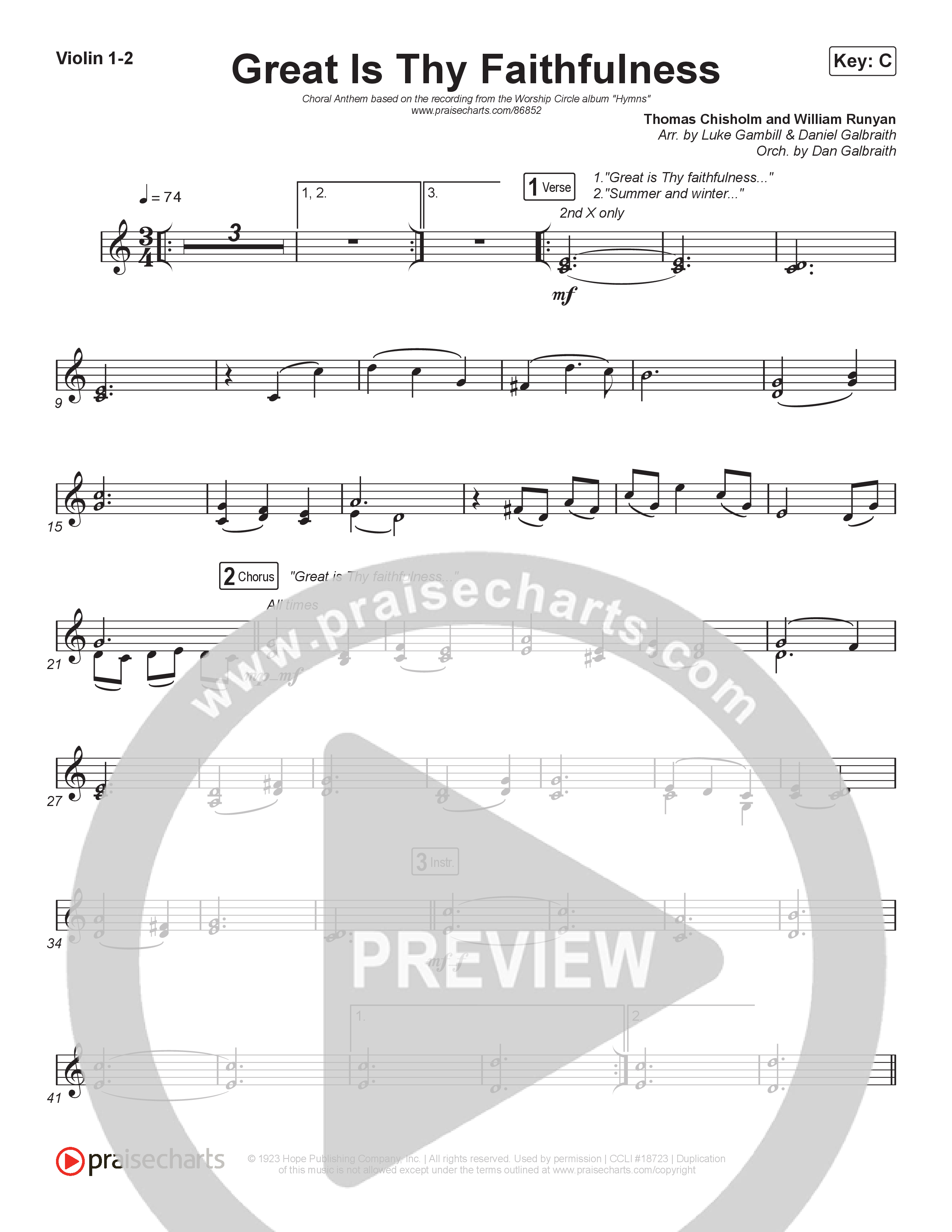 Great Is Thy Faithfulness (Choral Anthem SATB) String Pack (Christy Nockels / Arr. Luke Gambill)