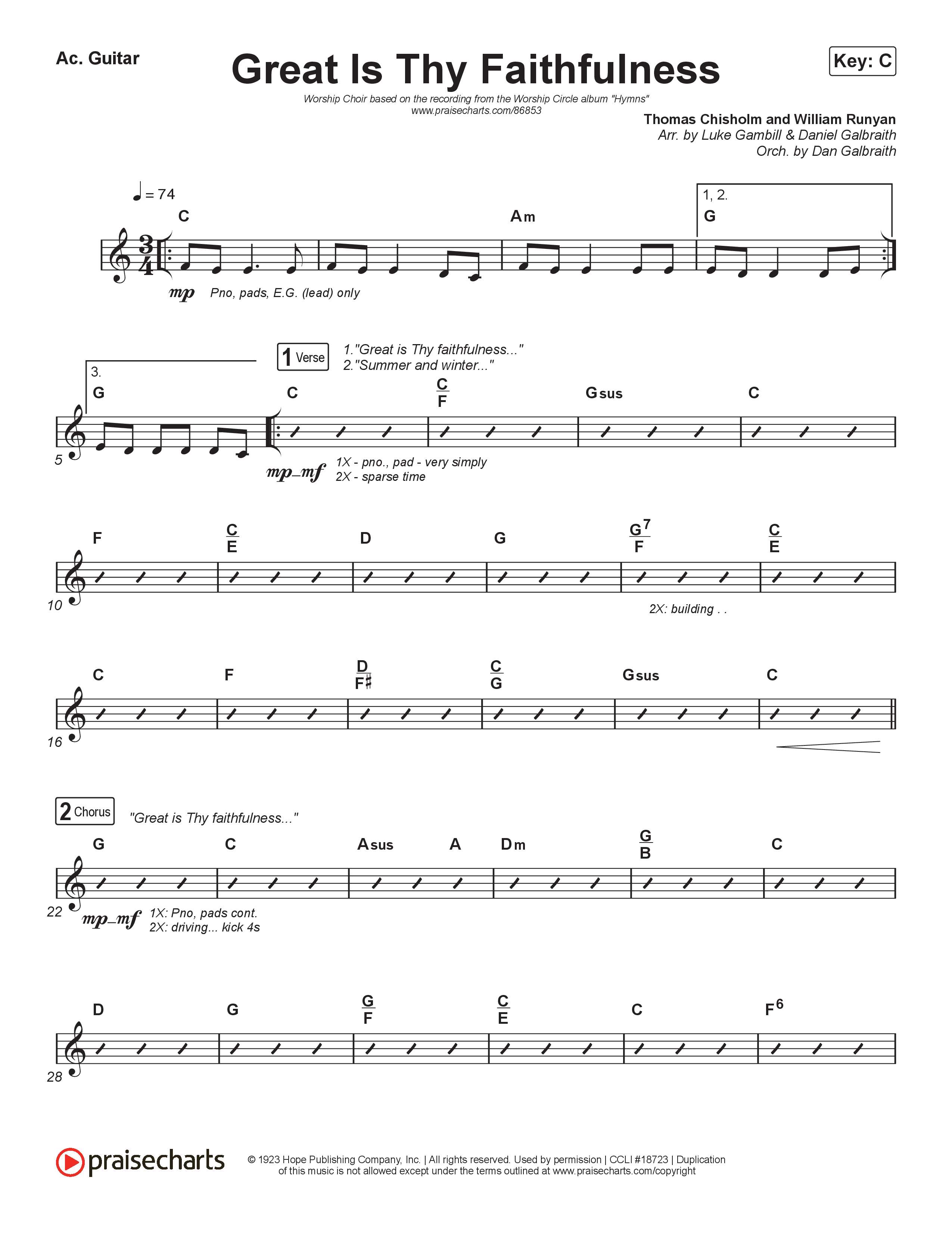 Great Is Thy Faithfulness (Worship Choir/SAB) Acoustic Guitar (Christy Nockels / Arr. Luke Gambill)