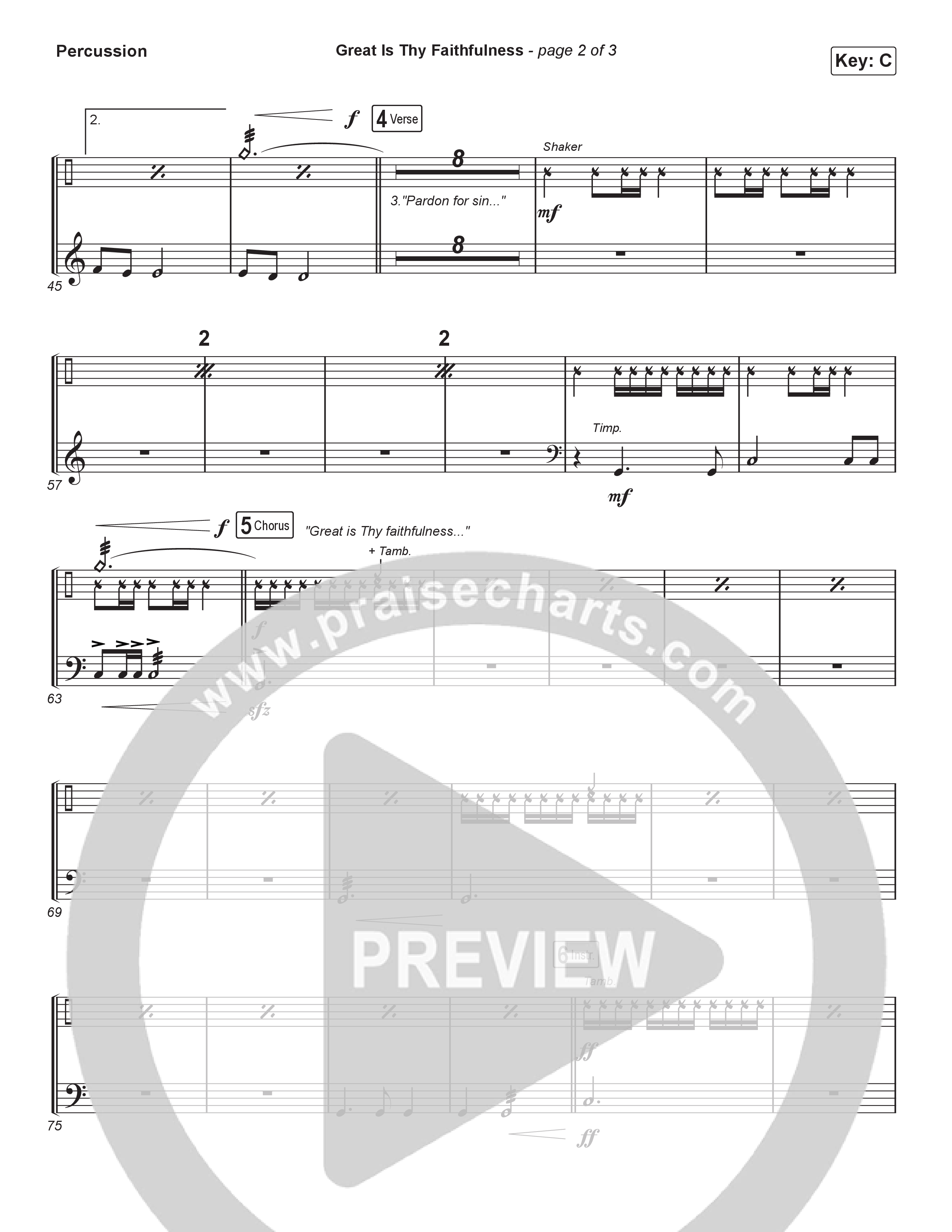 Great Is Thy Faithfulness (Worship Choir/SAB) Percussion (Christy Nockels / Arr. Luke Gambill)