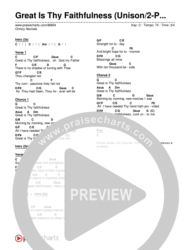 Great Is Thy Faithfulness (Unison/2-Part) Chords & Lyrics (Christy Nockels / Arr. Luke Gambill)