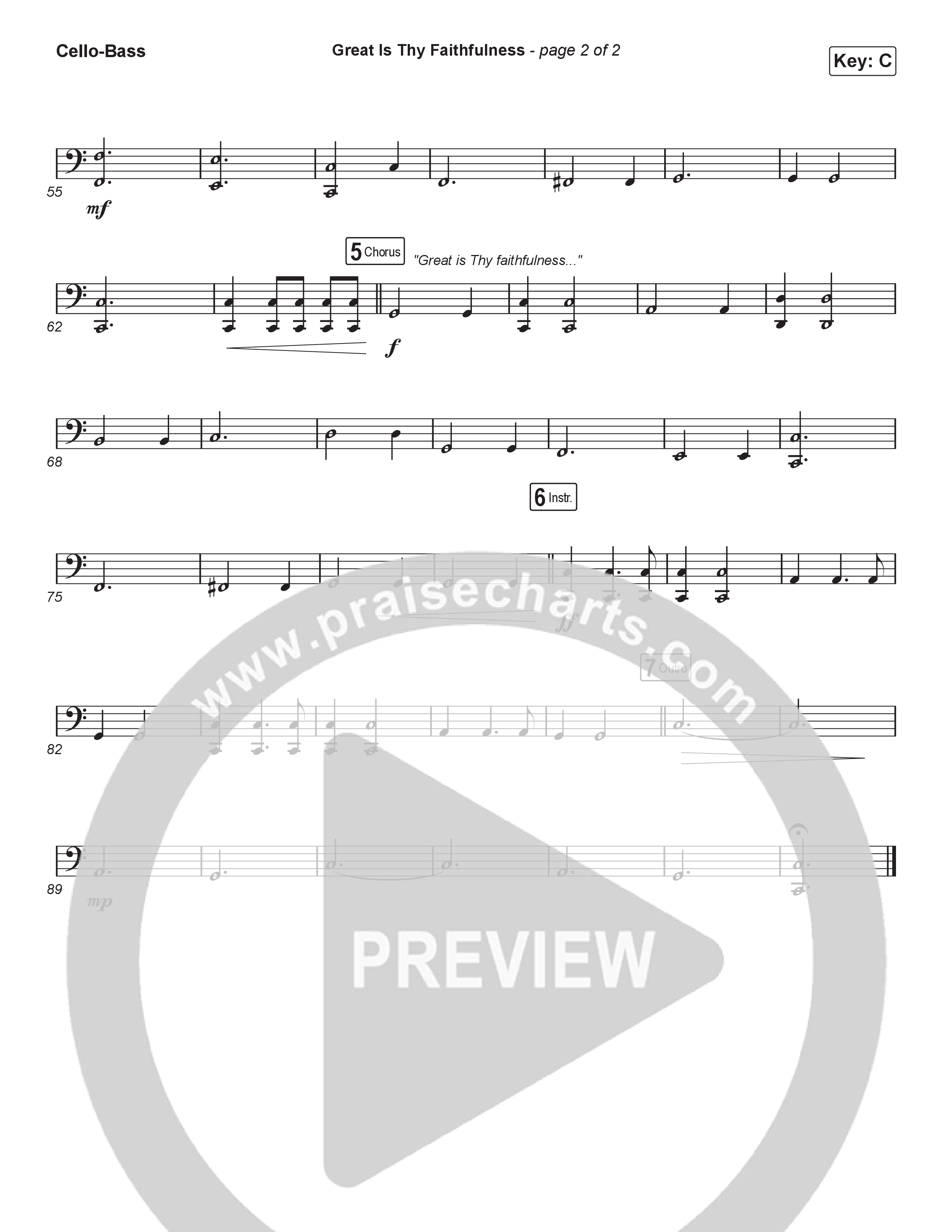 Great Is Thy Faithfulness (Unison/2-Part) Cello/Bass (Christy Nockels / Arr. Luke Gambill)