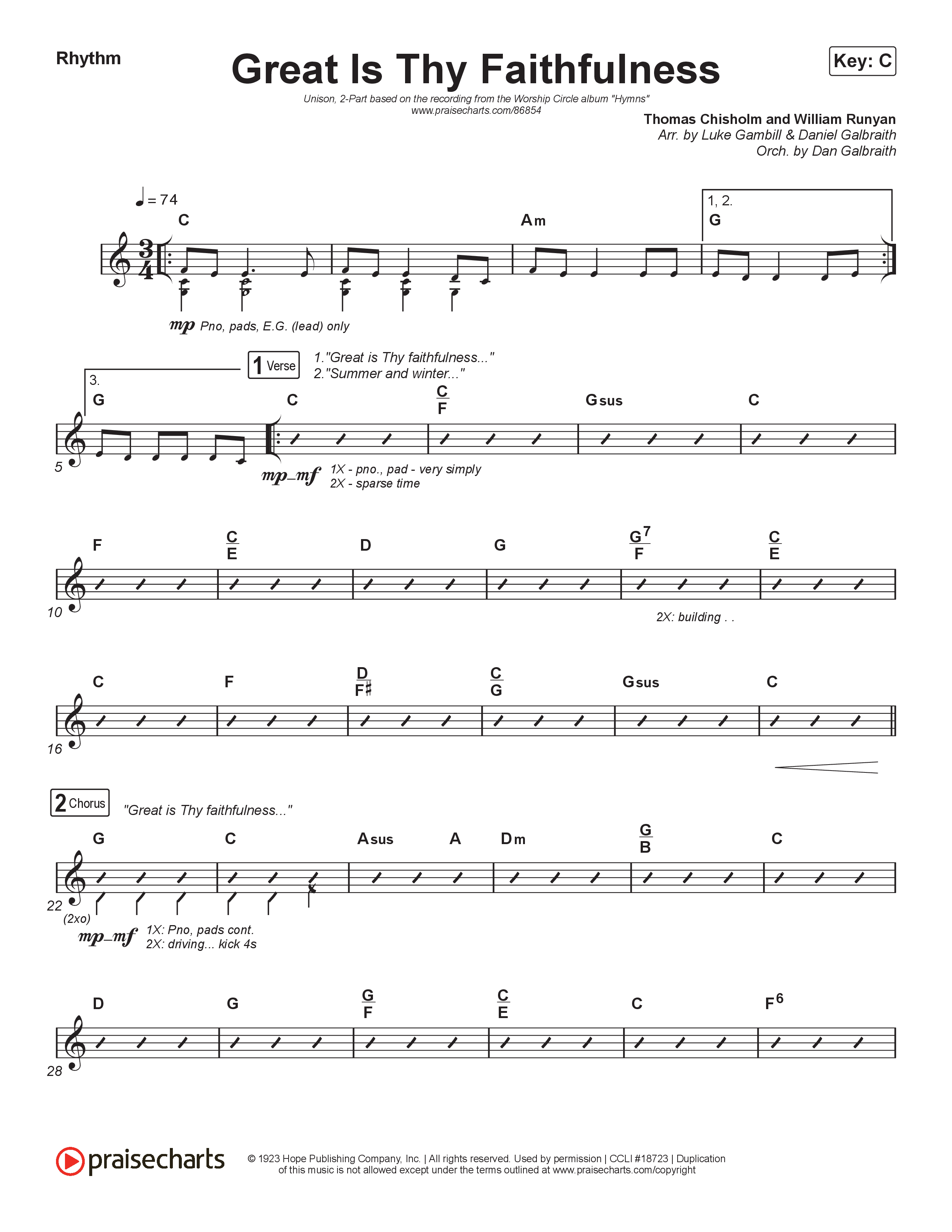 Great Is Thy Faithfulness (Unison/2-Part) Rhythm Pack (Christy Nockels / Arr. Luke Gambill)