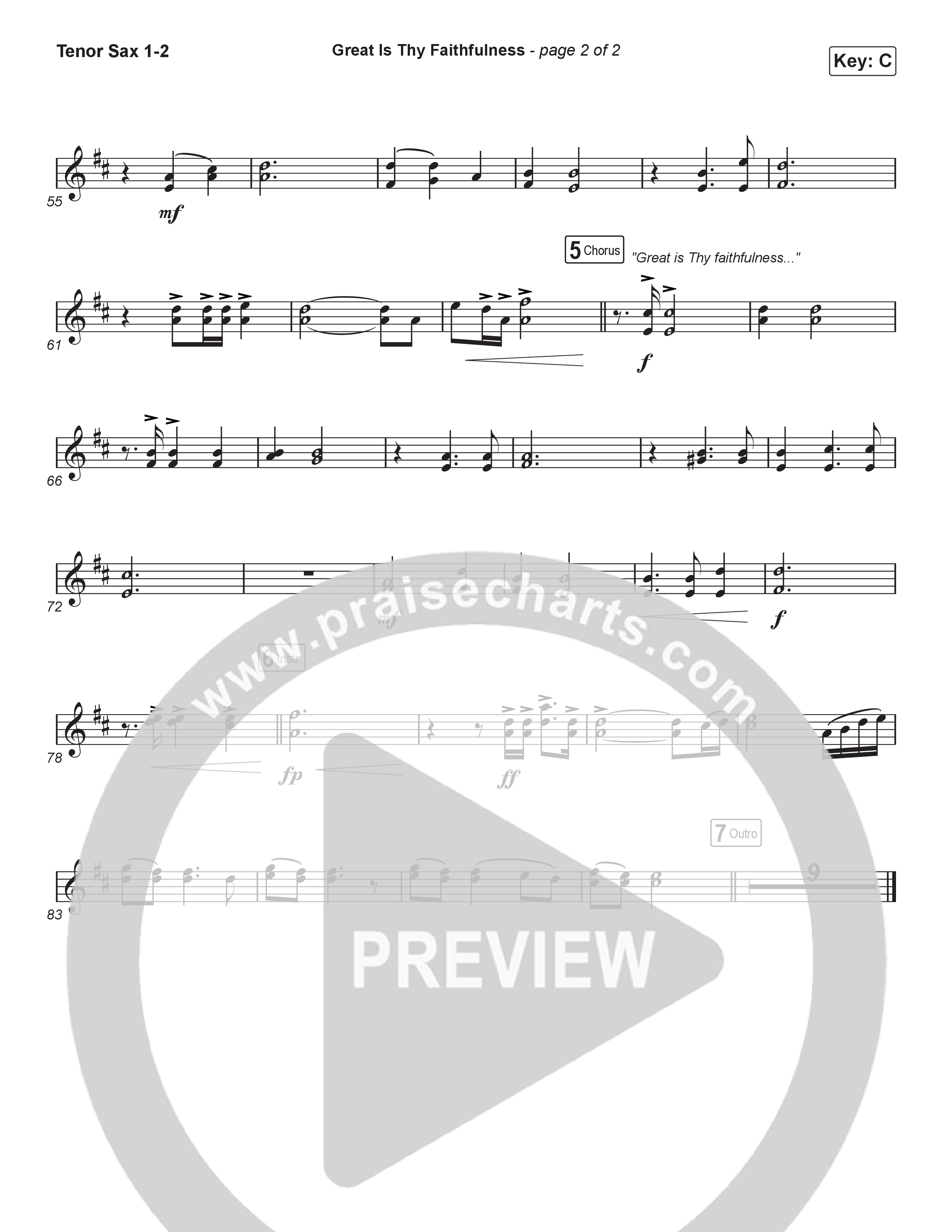 Great Is Thy Faithfulness (Unison/2-Part) Tenor Sax 1/2 (Christy Nockels / Arr. Luke Gambill)