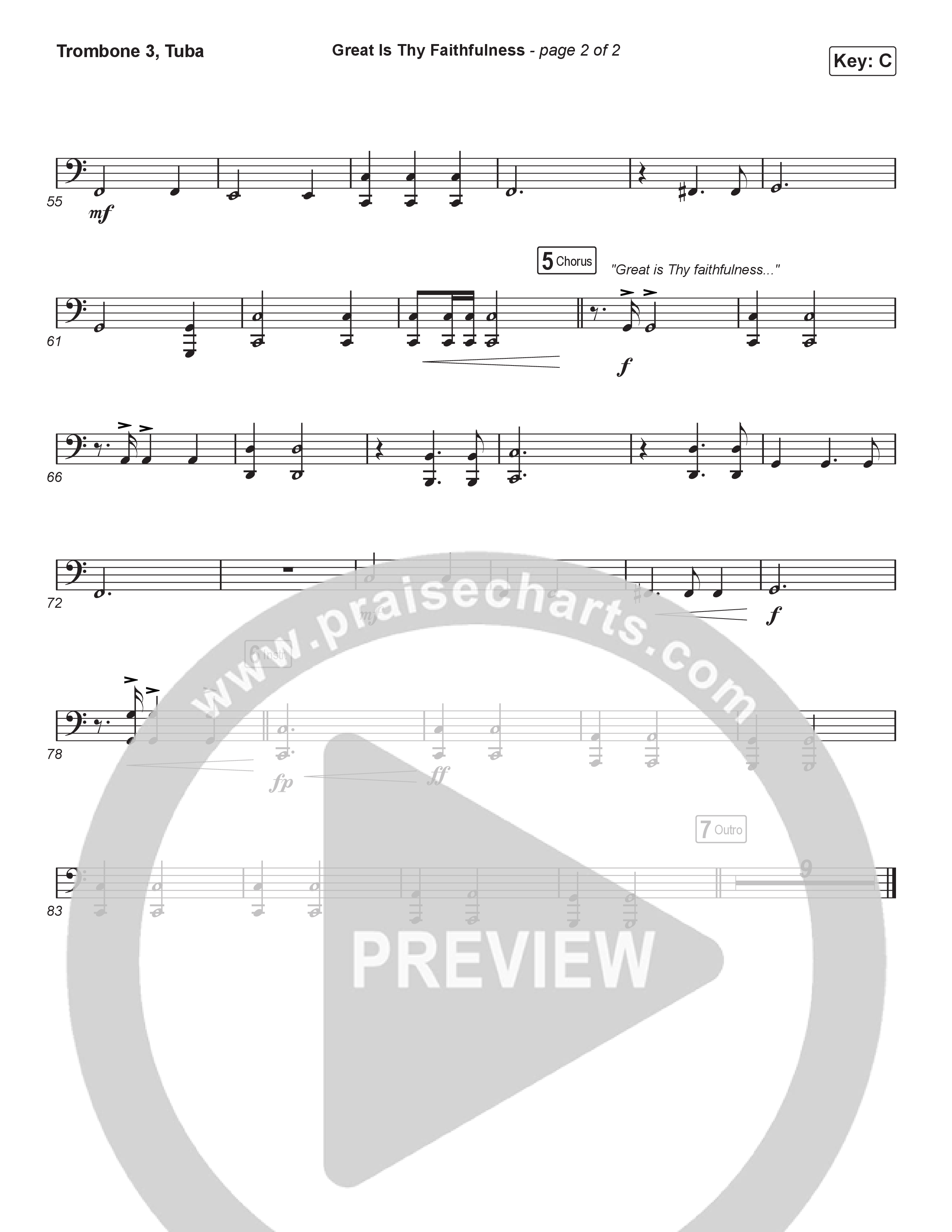 Great Is Thy Faithfulness (Unison/2-Part) Trombone 3/Tuba (Christy Nockels / Arr. Luke Gambill)