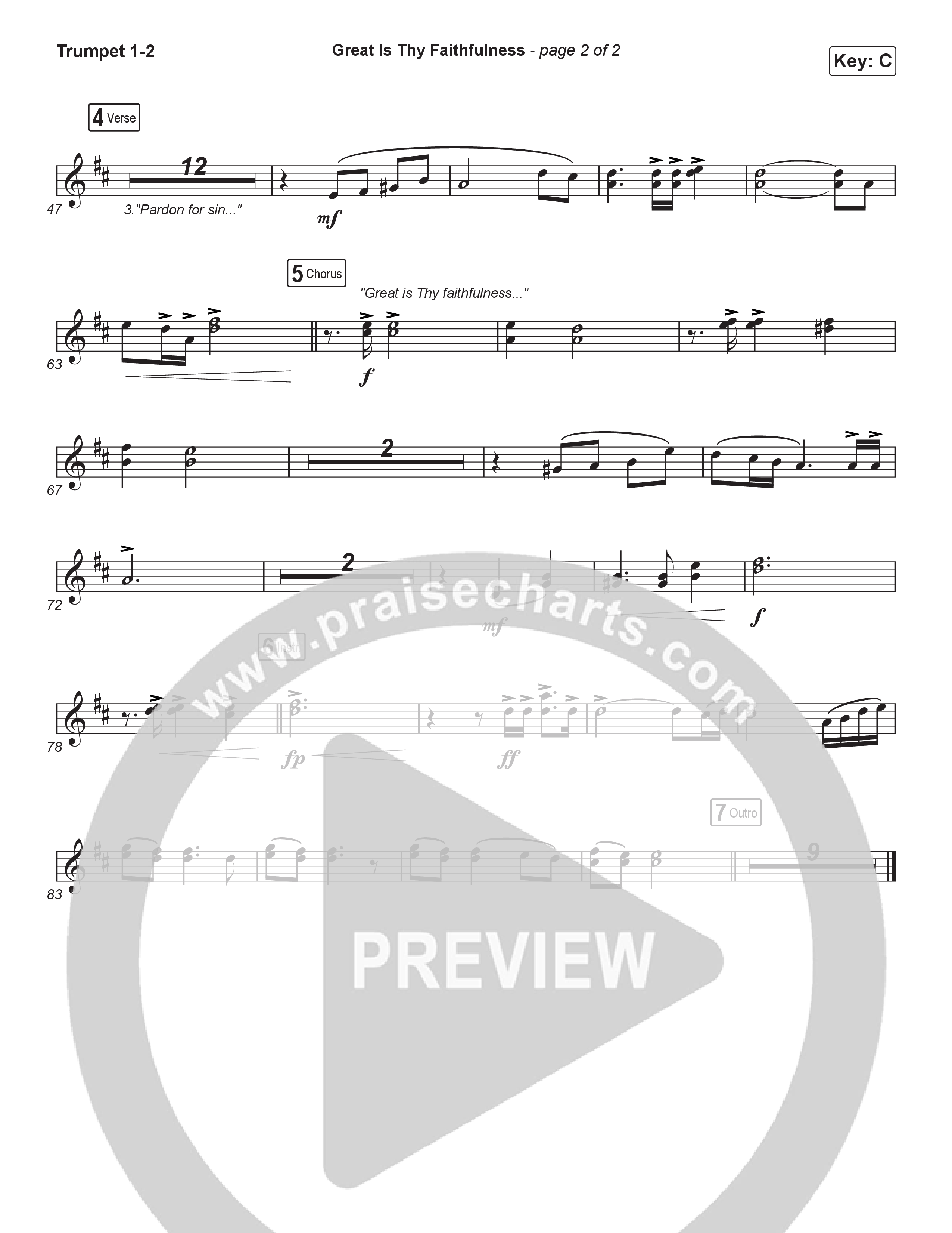 Great Is Thy Faithfulness (Unison/2-Part) Trumpet 1,2 (Christy Nockels / Arr. Luke Gambill)