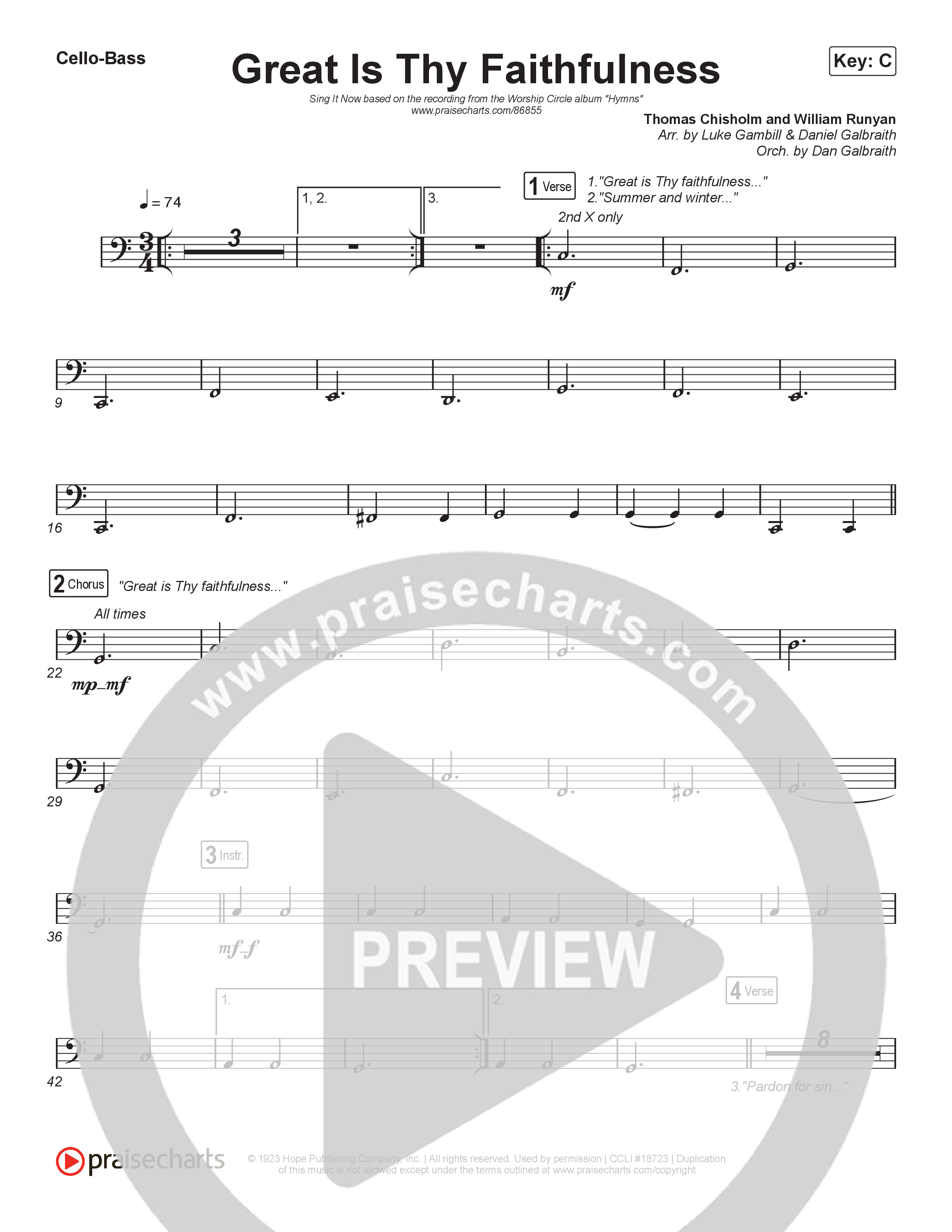 Great Is Thy Faithfulness (Sing It Now) Cello/Bass (Christy Nockels / Arr. Luke Gambill)