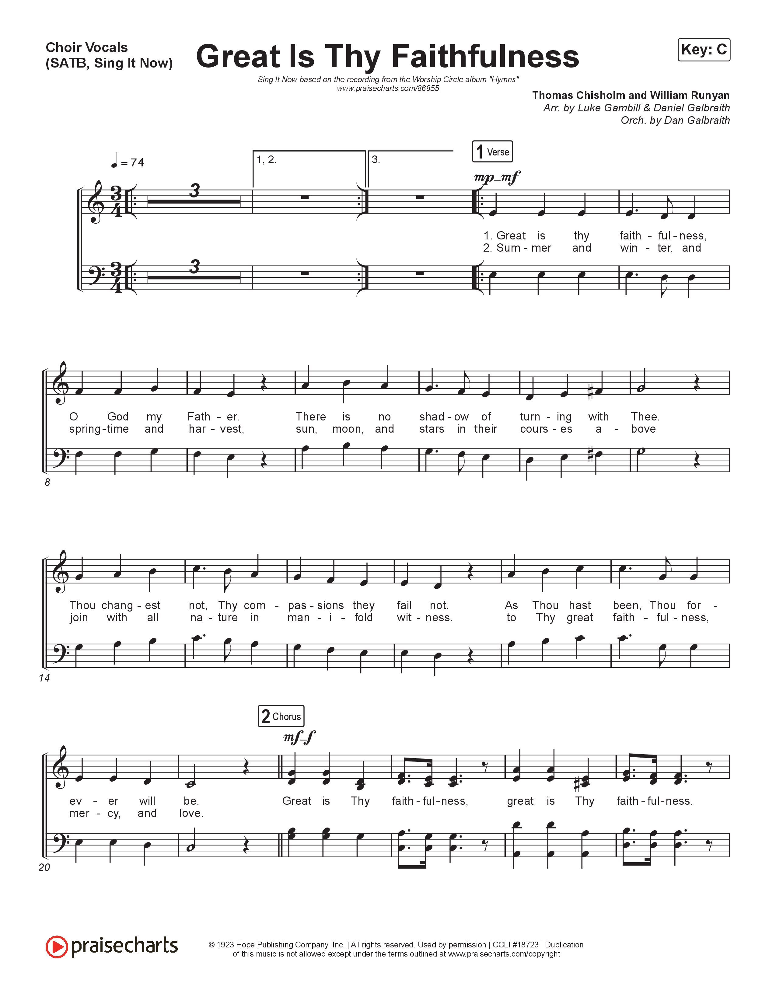 Great Is Thy Faithfulness (Sing It Now) Choir Sheet (SATB) (Christy Nockels / Arr. Luke Gambill)