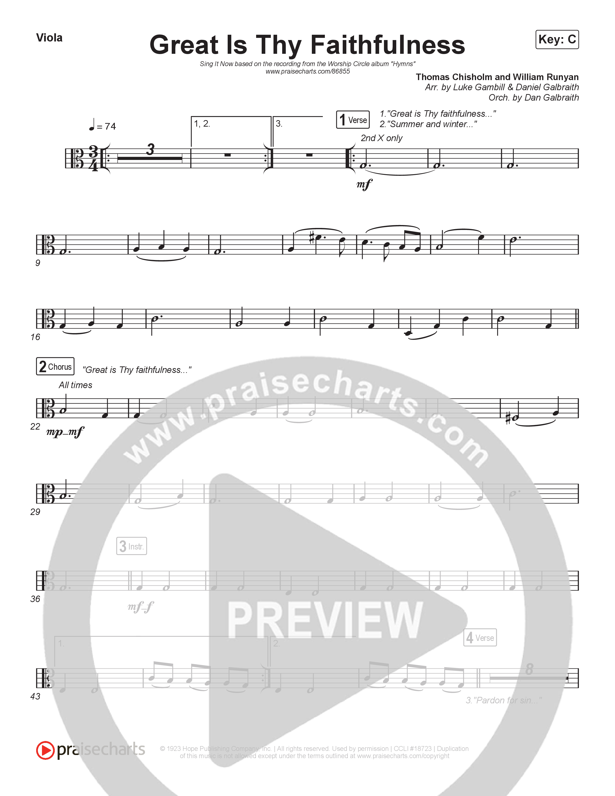 Great Is Thy Faithfulness (Sing It Now) Viola (Christy Nockels / Arr. Luke Gambill)
