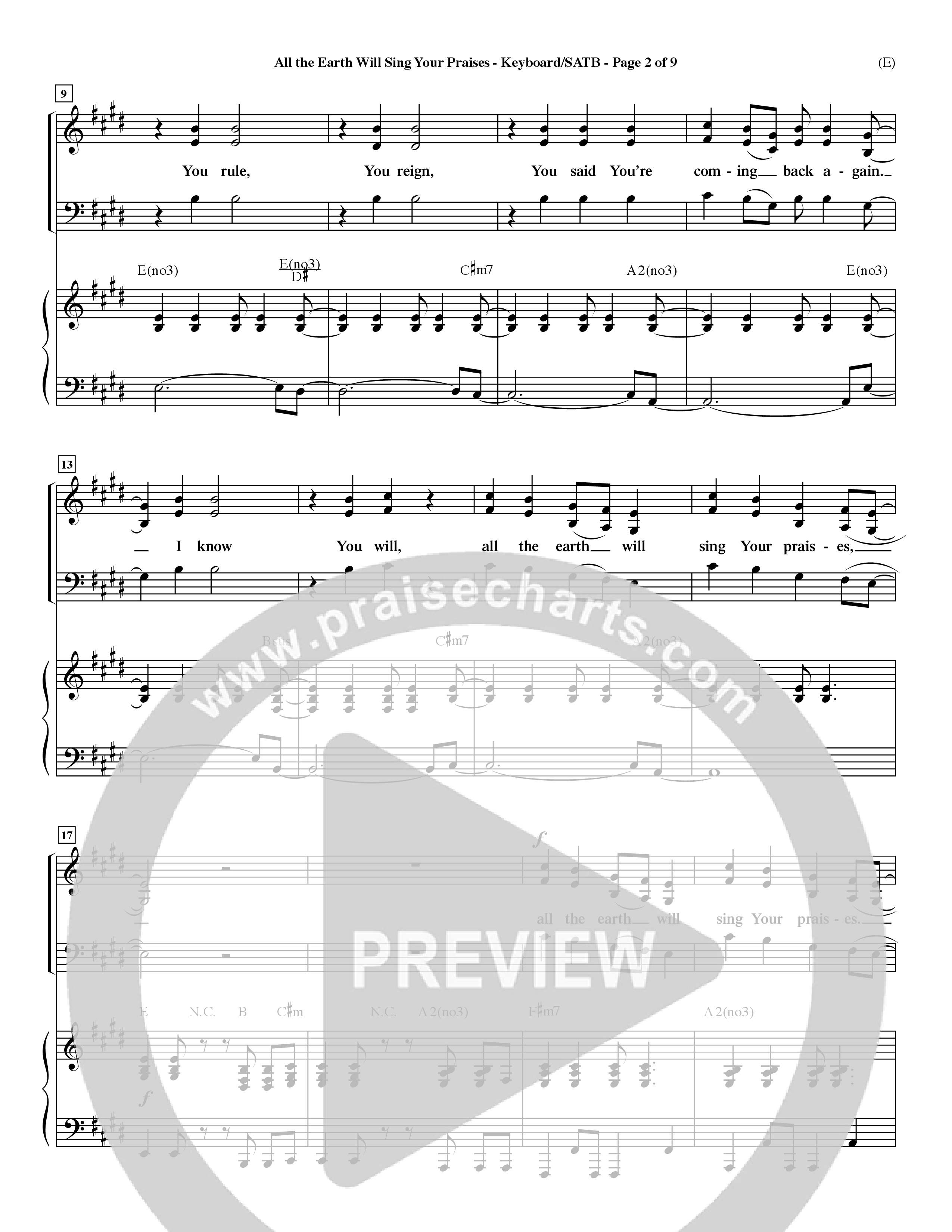 All The Earth Will Sing Your Praises (Choral Anthem SATB) Keyboard/Vocal (SATB) (Word Music Choral / Orch. Paul Nelson)