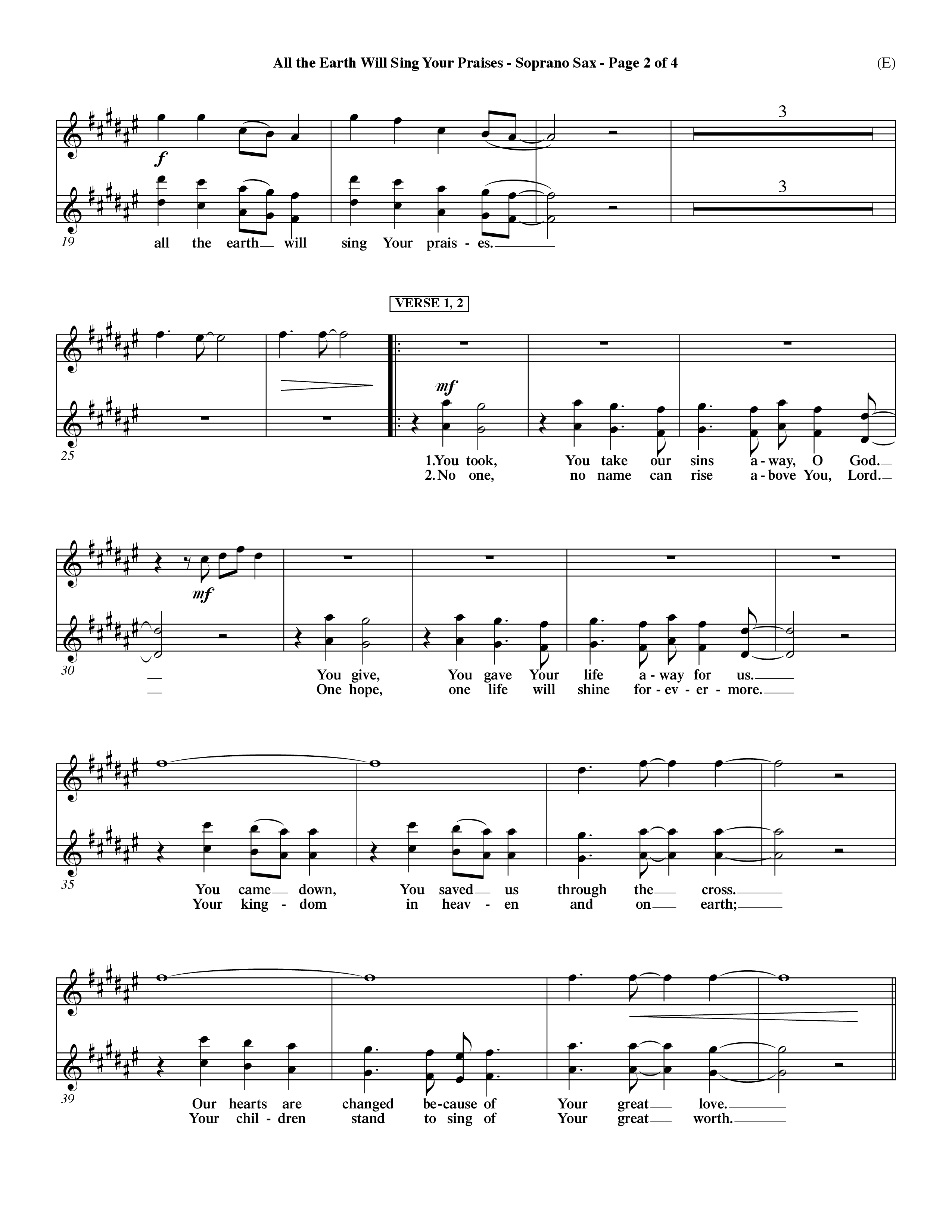 All The Earth Will Sing Your Praises (Choral Anthem SATB) Saxophone (Word Music Choral / Orch. Paul Nelson)