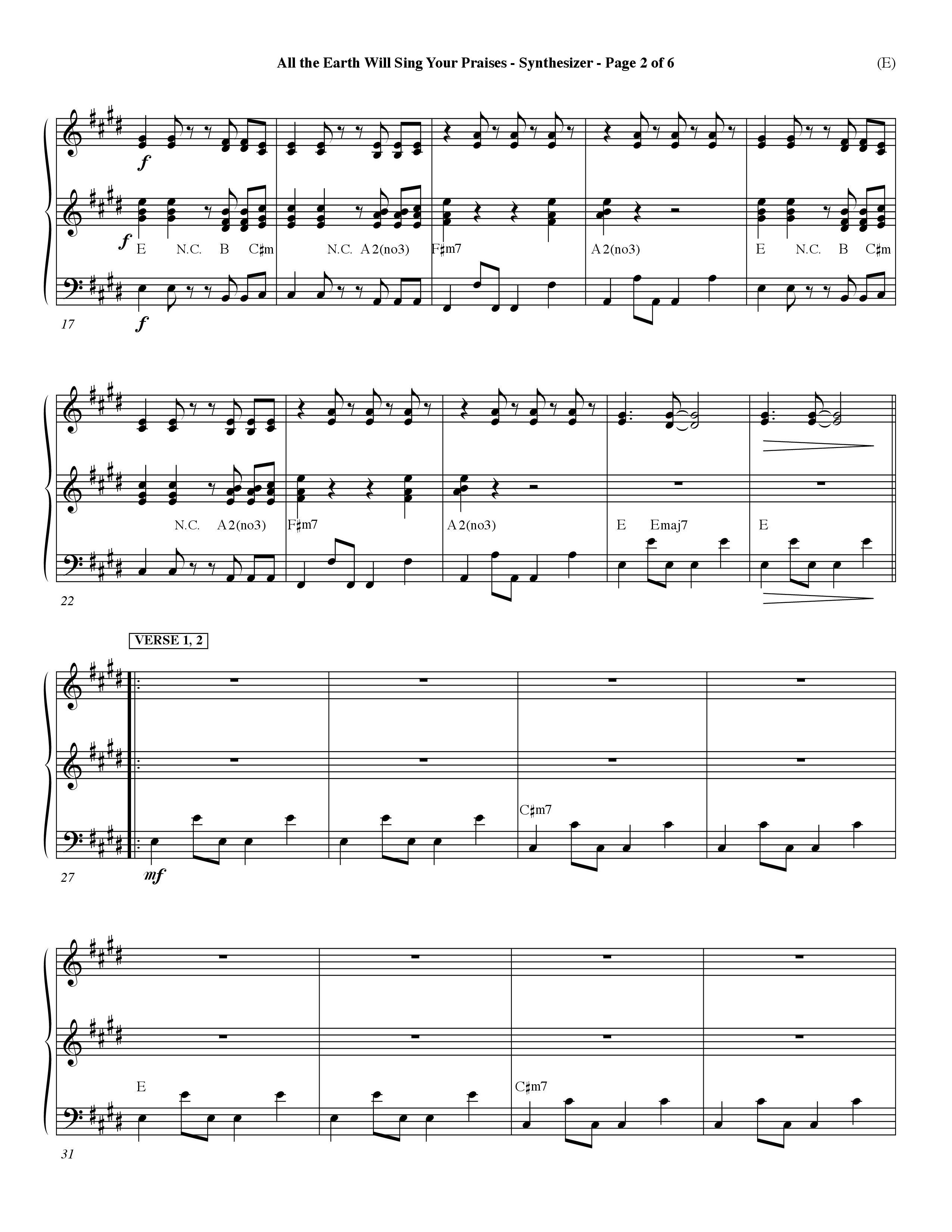 All The Earth Will Sing Your Praises (Choral Anthem SATB) Synth (Word Music Choral / Orch. Paul Nelson)