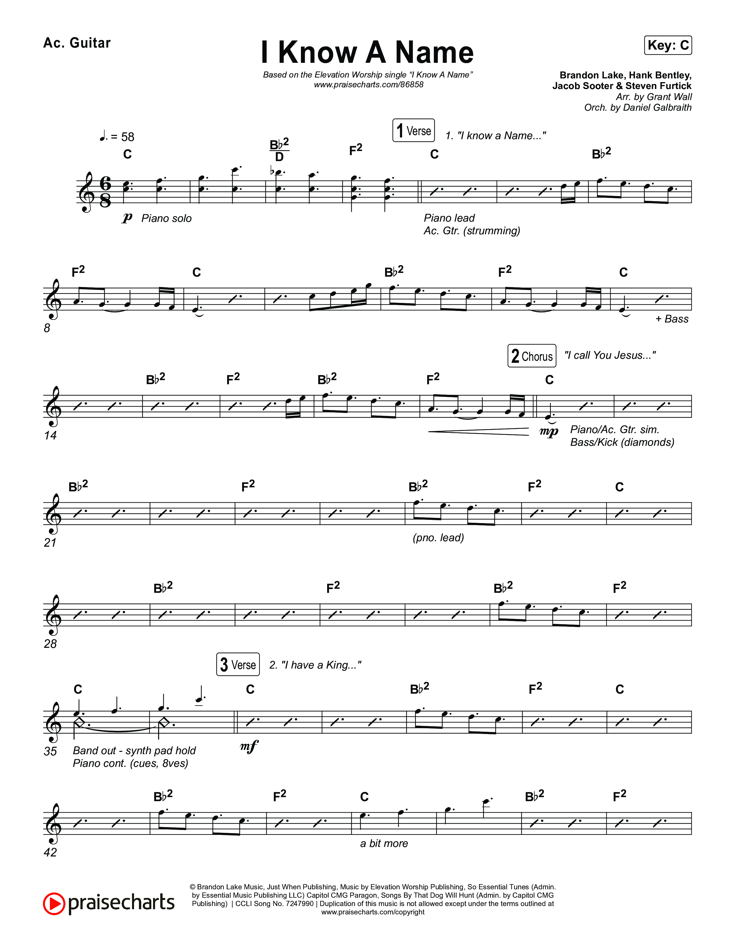 I Know A Name Acoustic Guitar (Elevation Worship / Chris Brown / Brandon Lake)