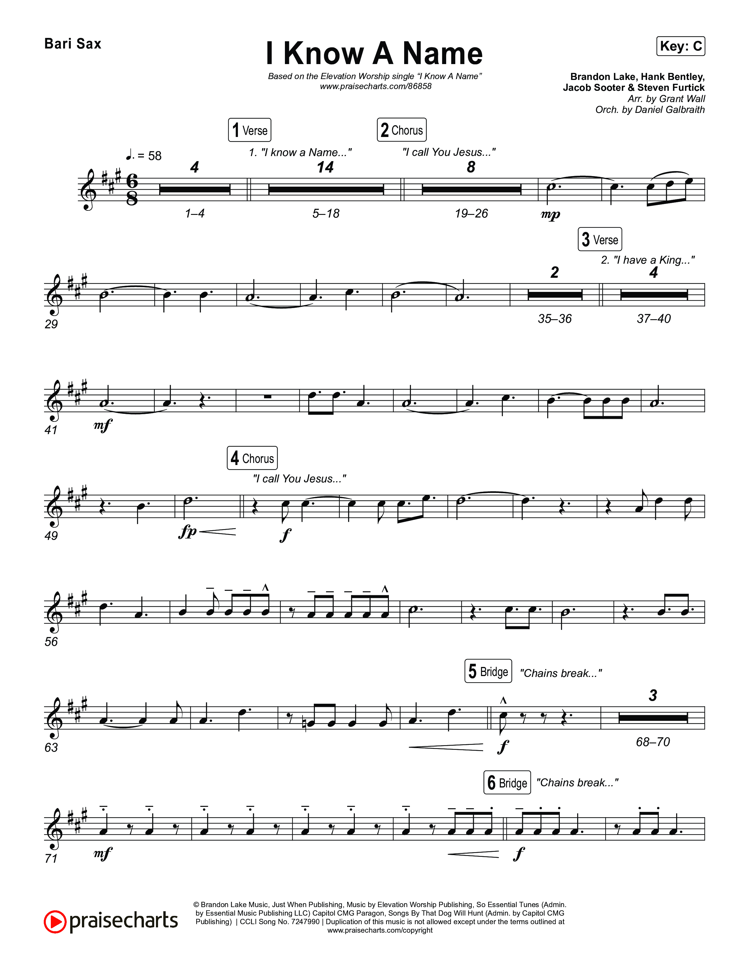 I Know A Name Bari Sax (Elevation Worship / Chris Brown / Brandon Lake)