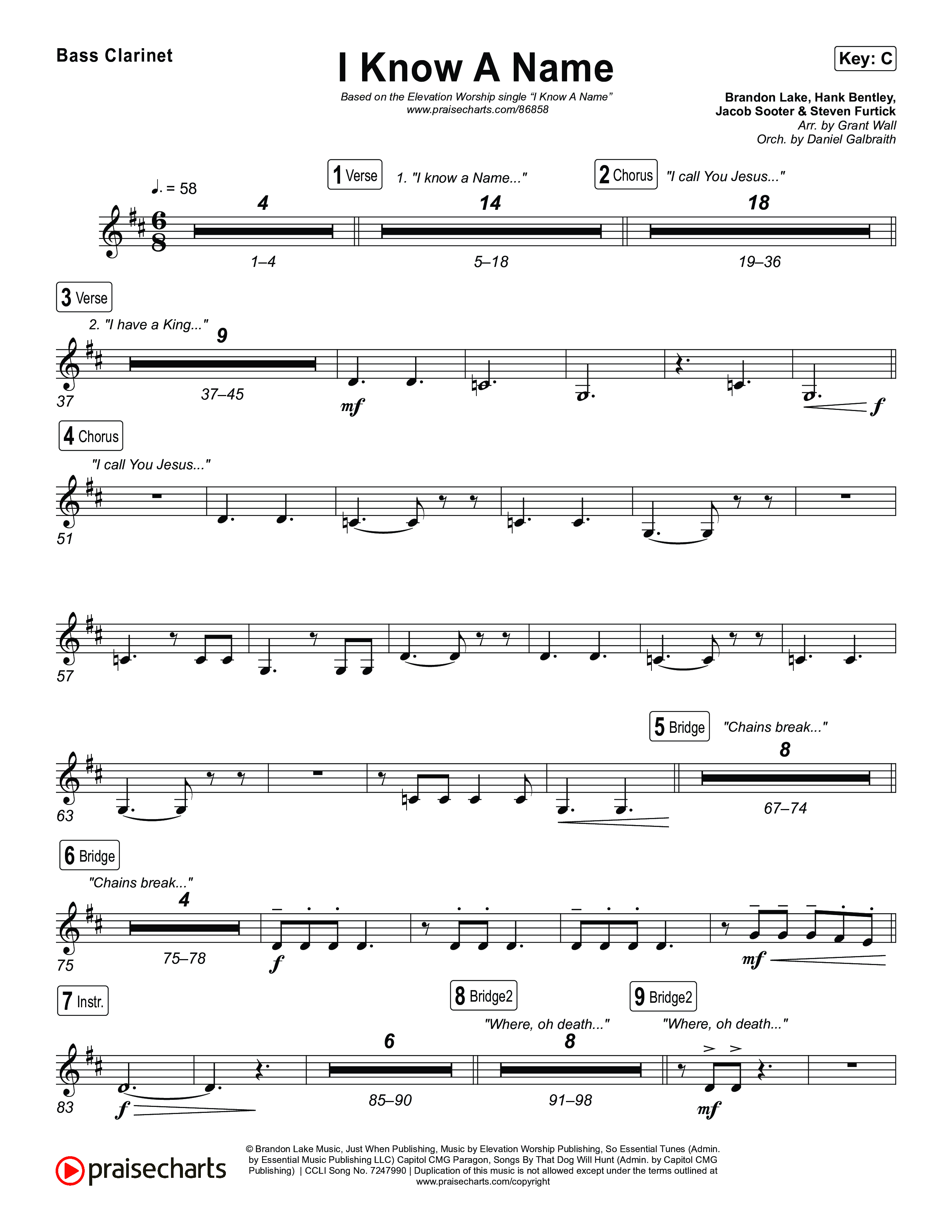 I Know A Name Bass Clarinet (Elevation Worship / Chris Brown / Brandon Lake)