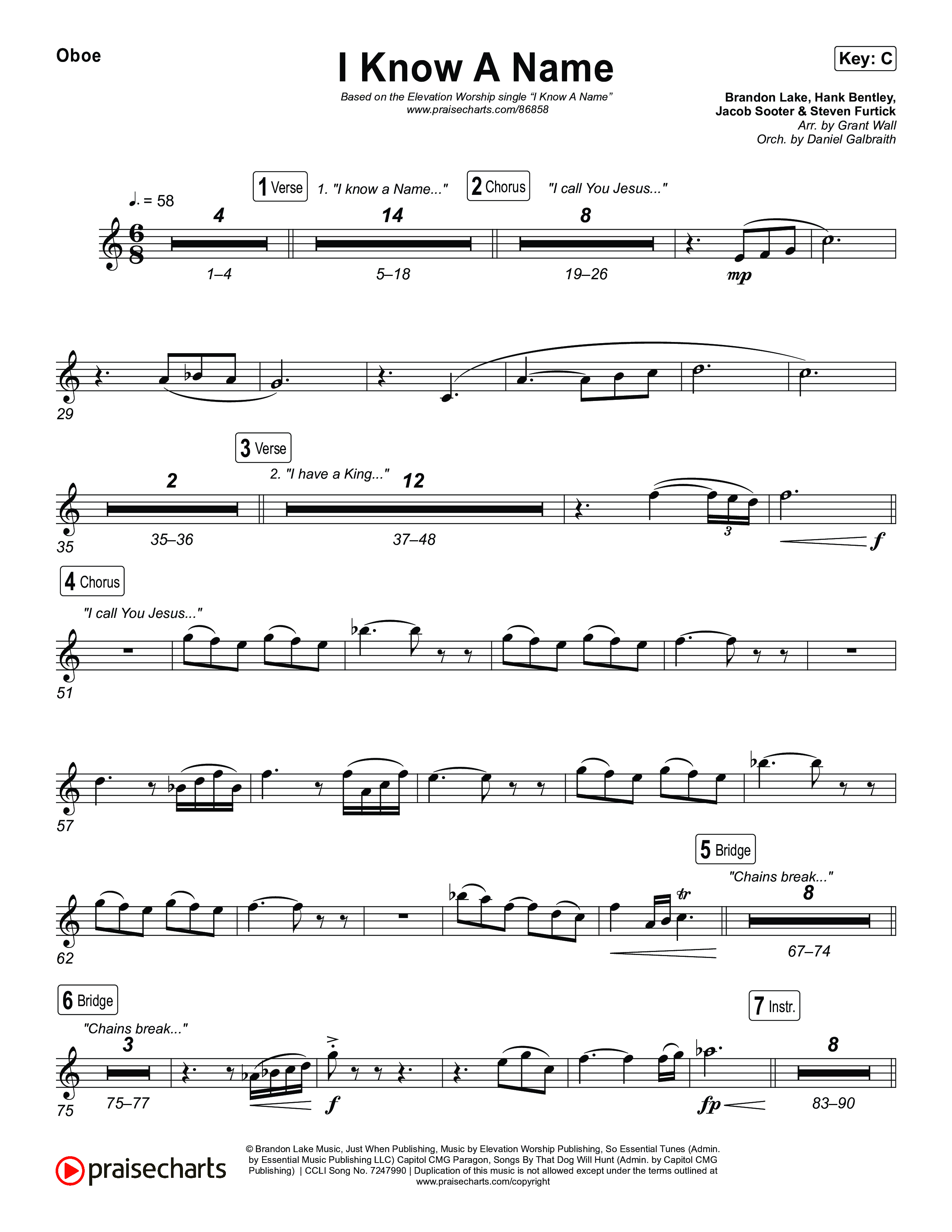 I Know A Name Oboe (Elevation Worship / Chris Brown / Brandon Lake)