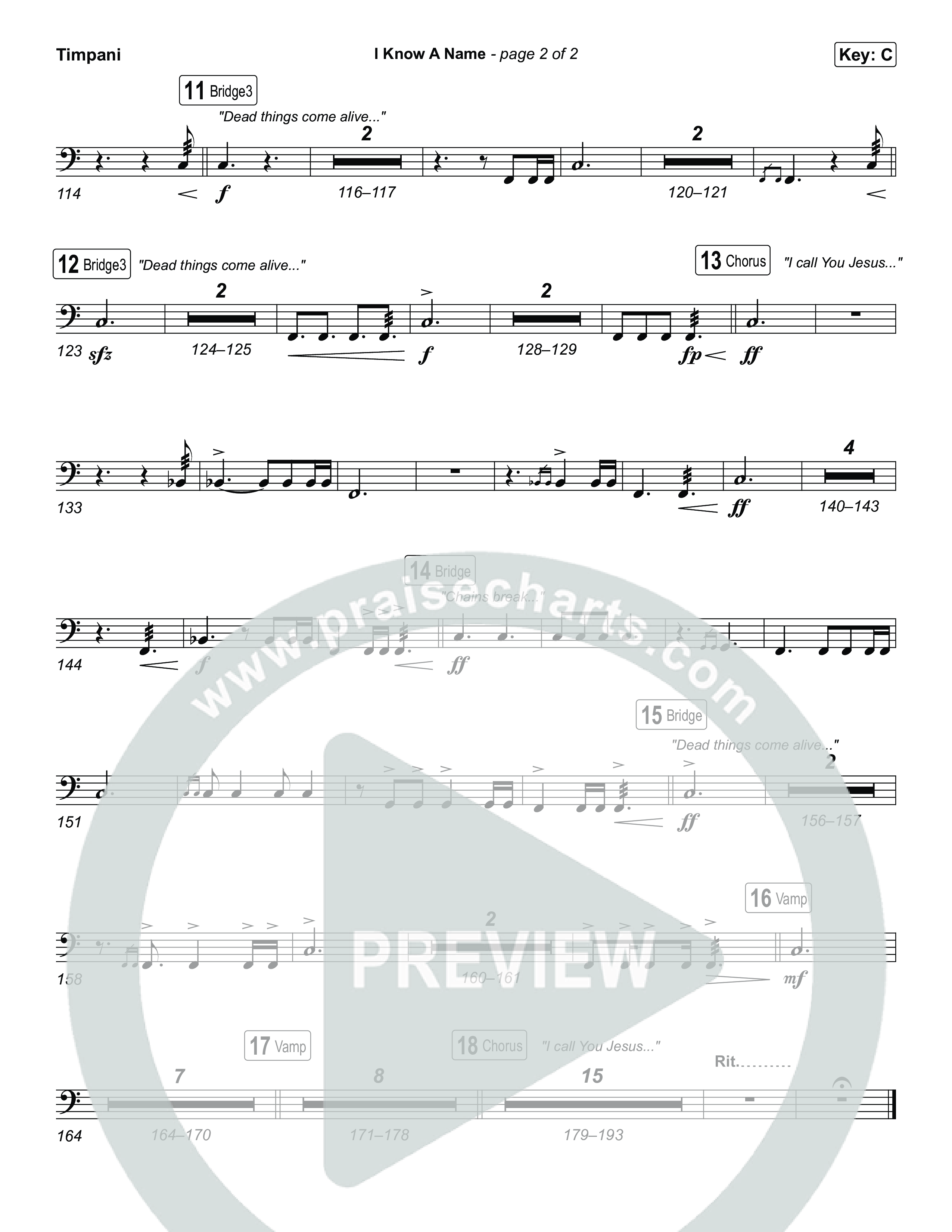 I Know A Name Timpani (Elevation Worship / Chris Brown / Brandon Lake)