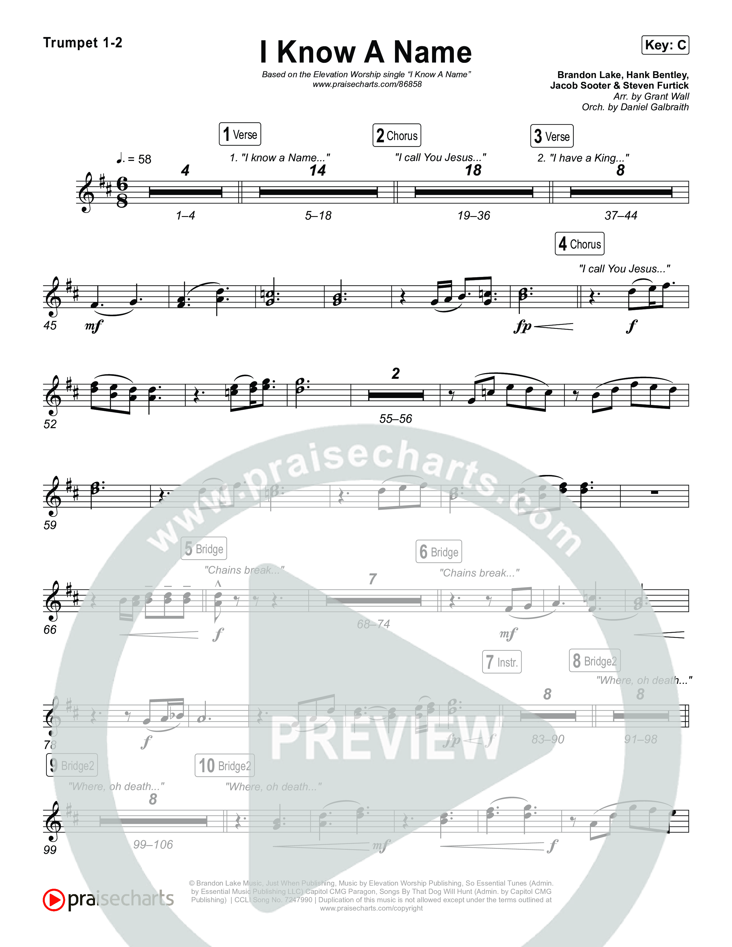 I Know A Name Trumpet 1,2 (Elevation Worship / Chris Brown / Brandon Lake)