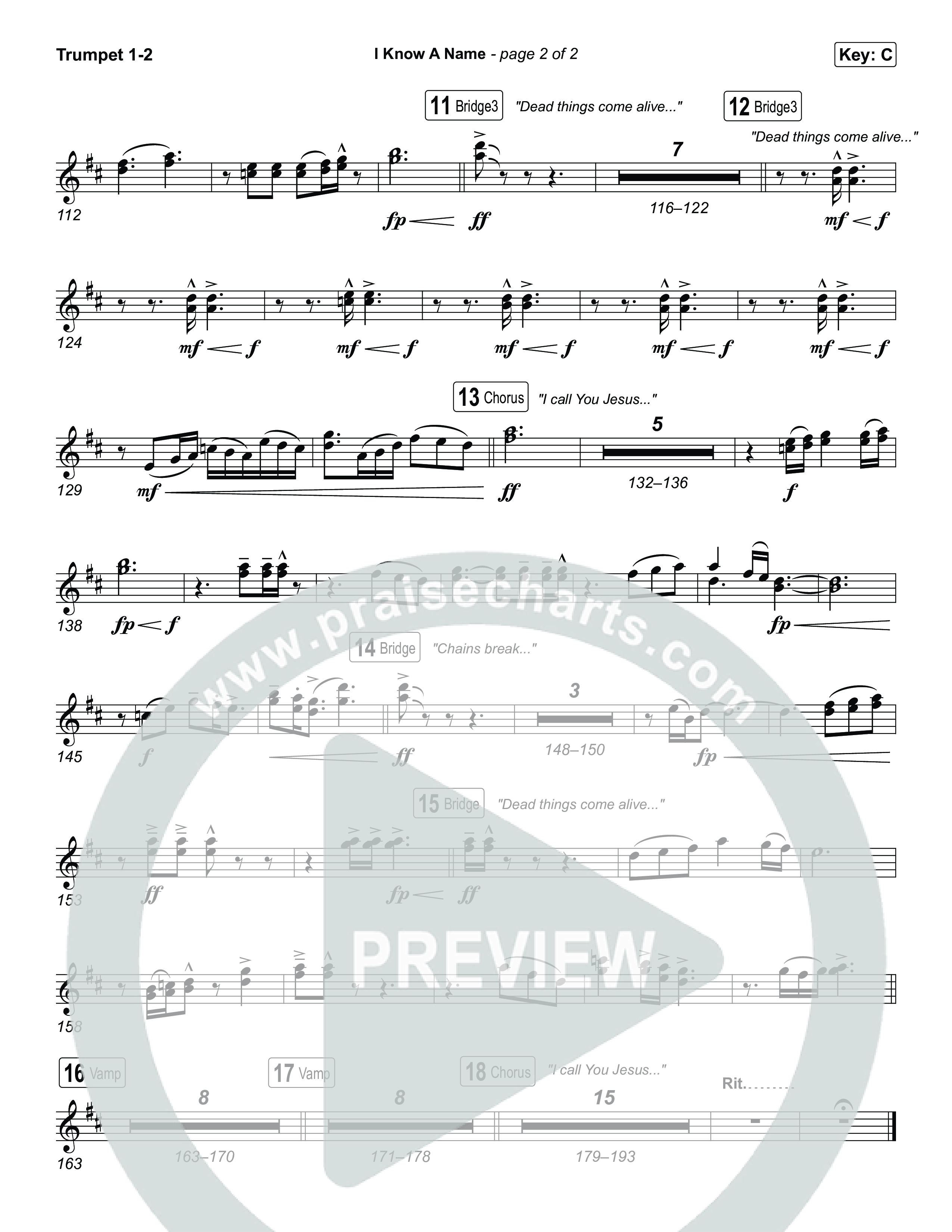 I Know A Name Trumpet 1,2 (Elevation Worship / Chris Brown / Brandon Lake)