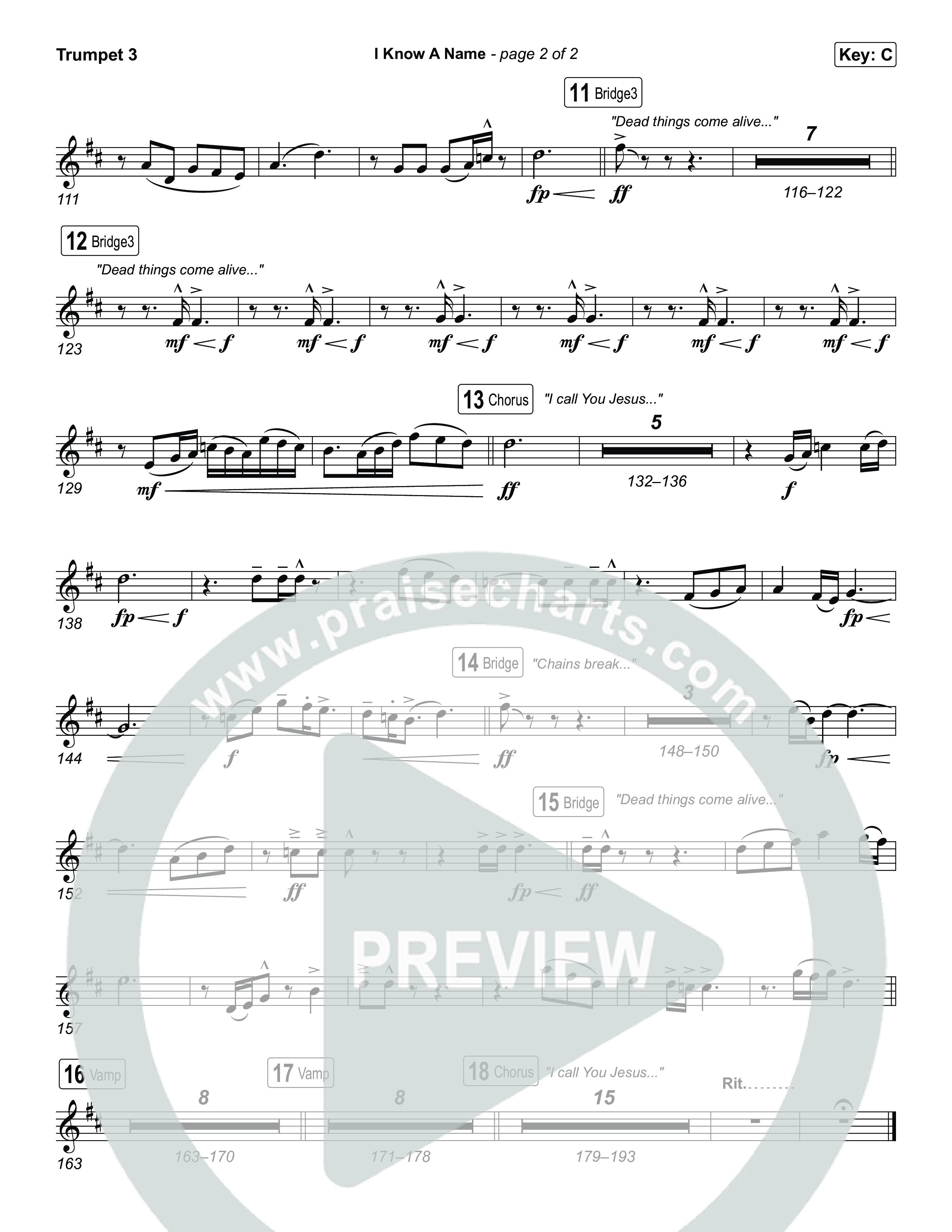 I Know A Name Trumpet 3 (Elevation Worship / Chris Brown / Brandon Lake)