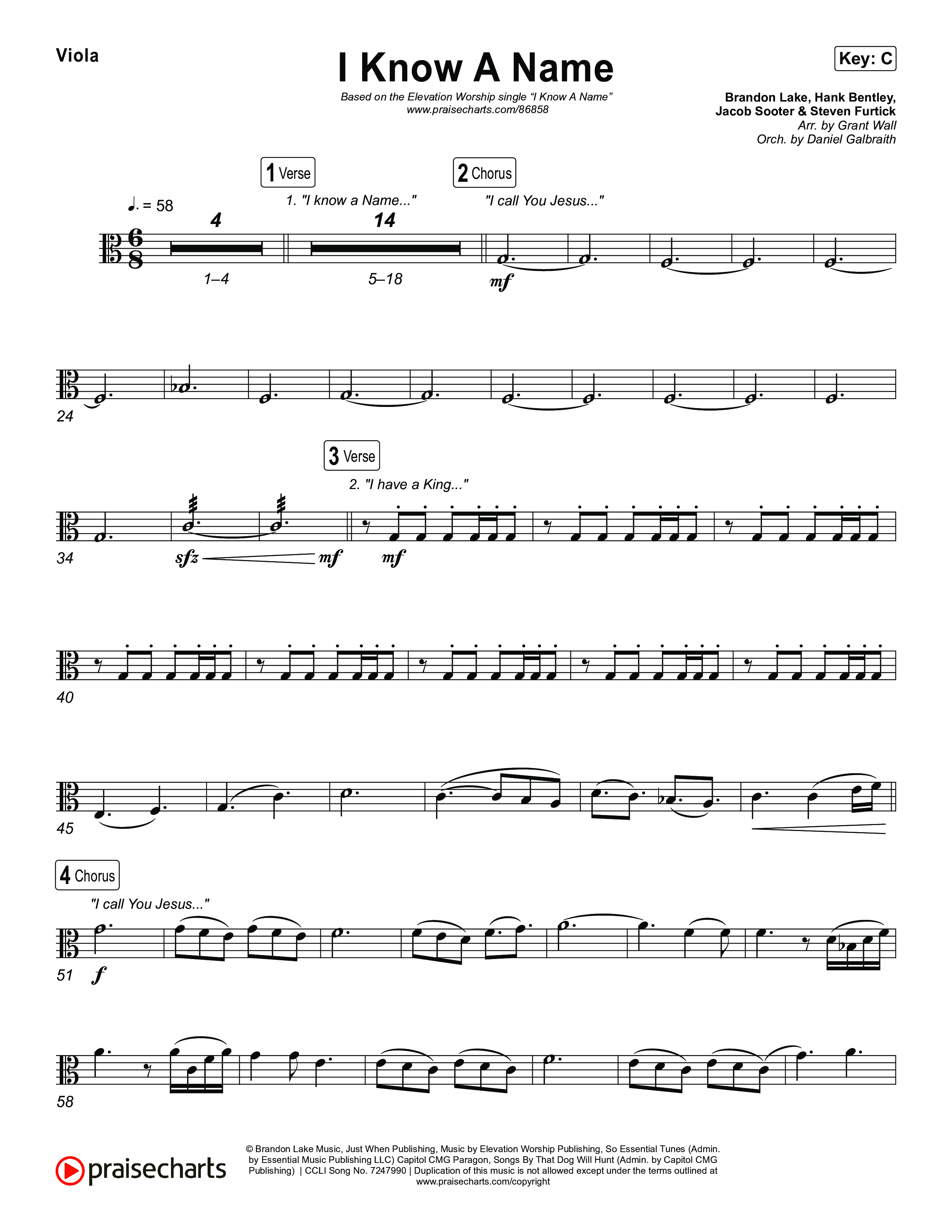 I Know A Name Viola (Elevation Worship / Chris Brown / Brandon Lake)