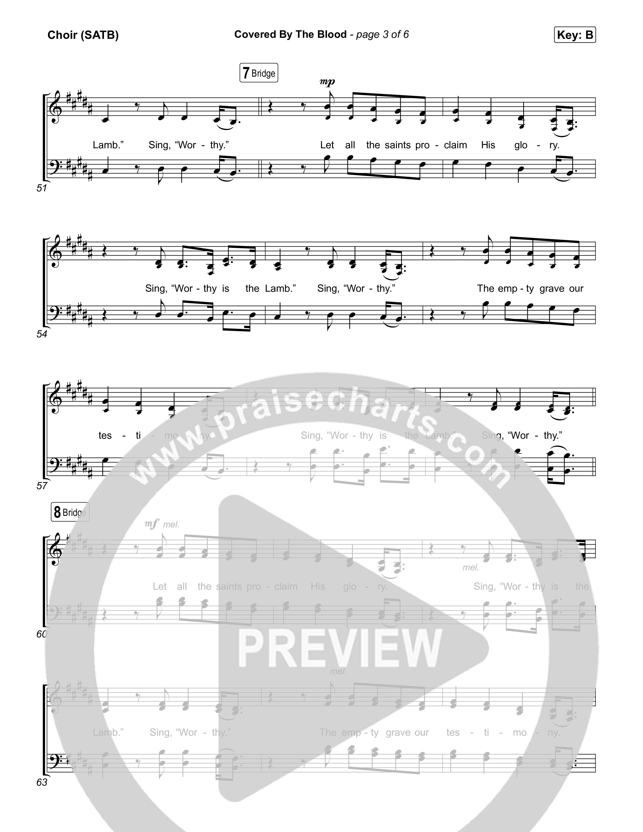 Covered By The Blood (Live) Choir Sheet (SATB) (Gateway Worship / Bryan & Katie Torwalt)