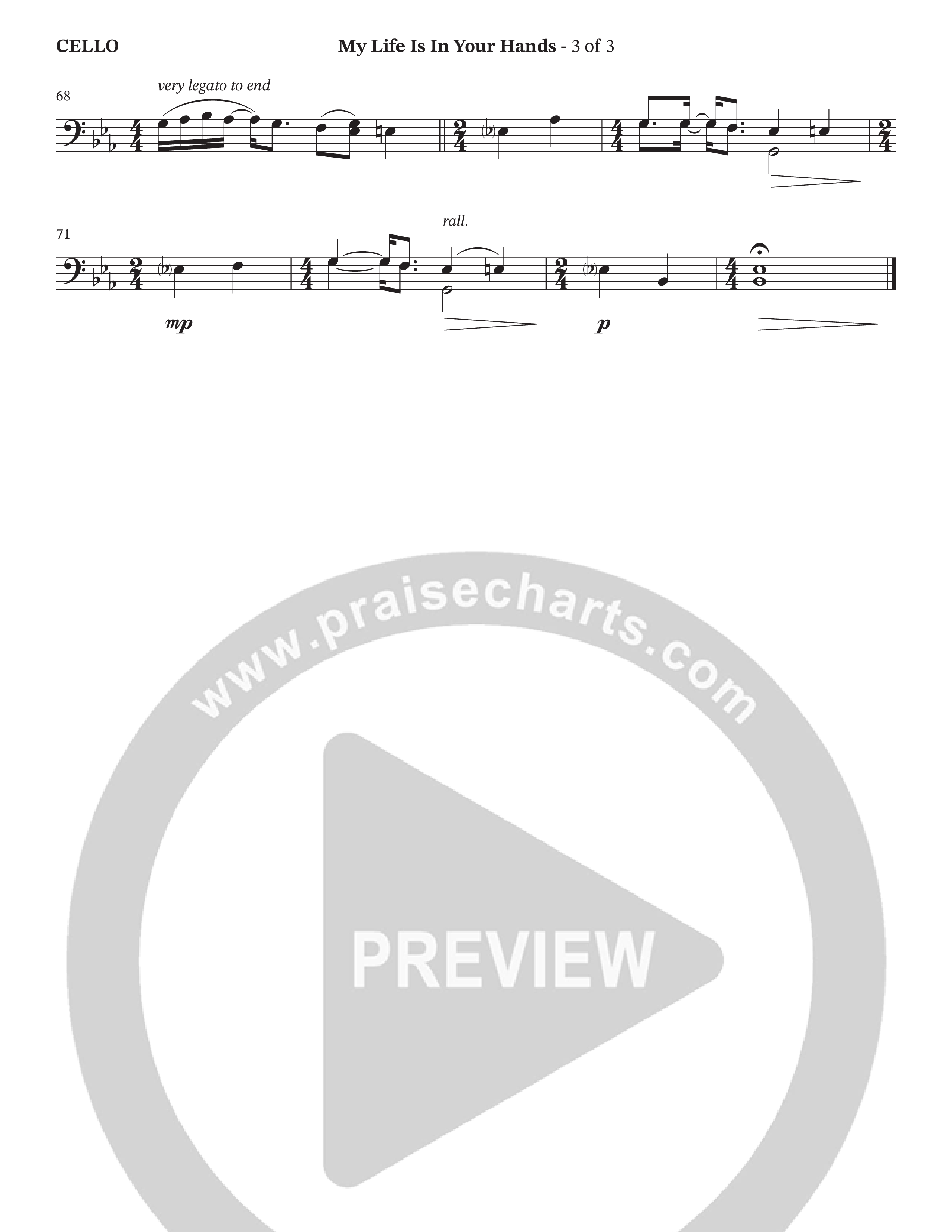 My Life Is In Your Hands (Choral Anthem SATB) Cello (The Brooklyn Tabernacle Choir / Arr. Carol Cymbala / Orch. Lari Goss)
