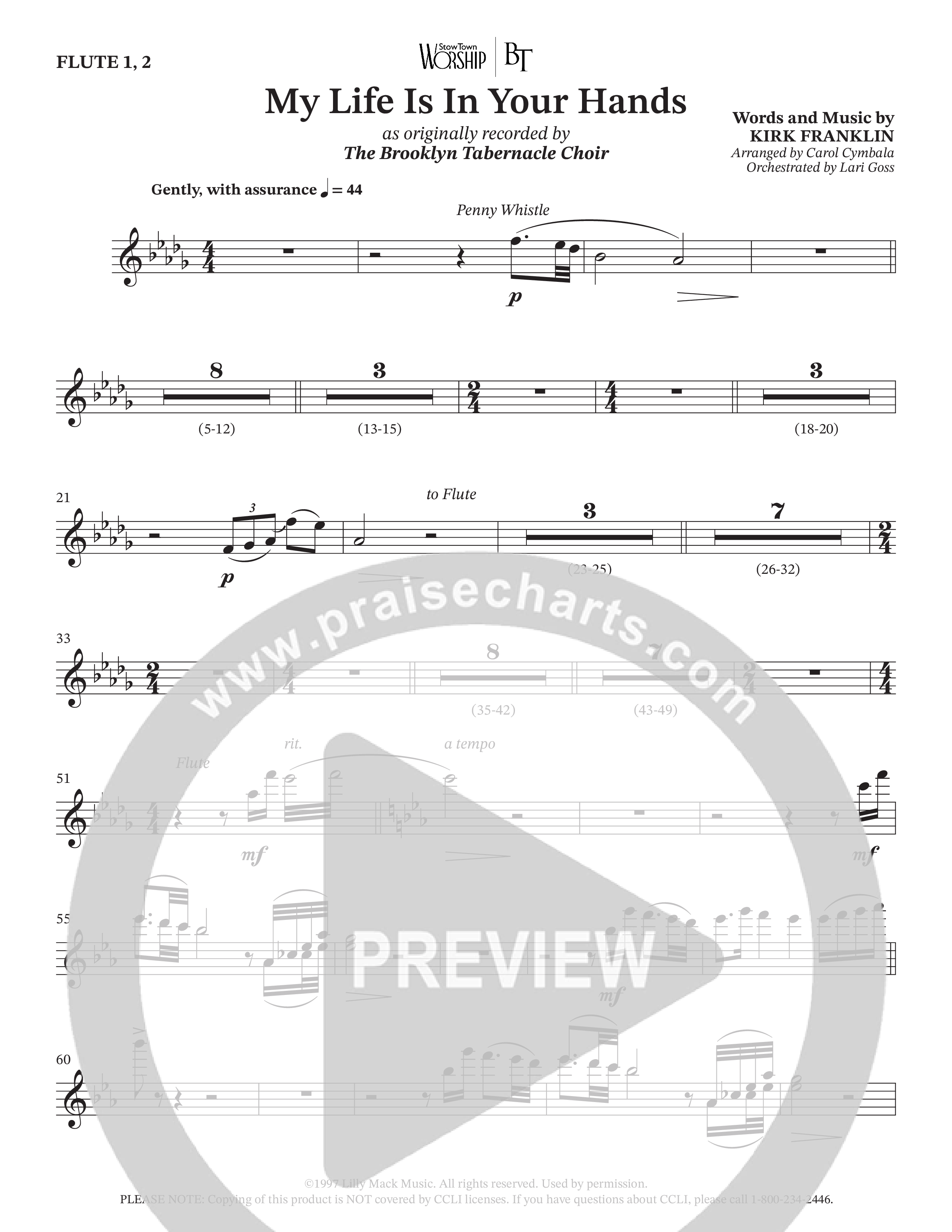 My Life Is In Your Hands (Choral Anthem SATB) Flute 1/2 (The Brooklyn Tabernacle Choir / Arr. Carol Cymbala / Orch. Lari Goss)