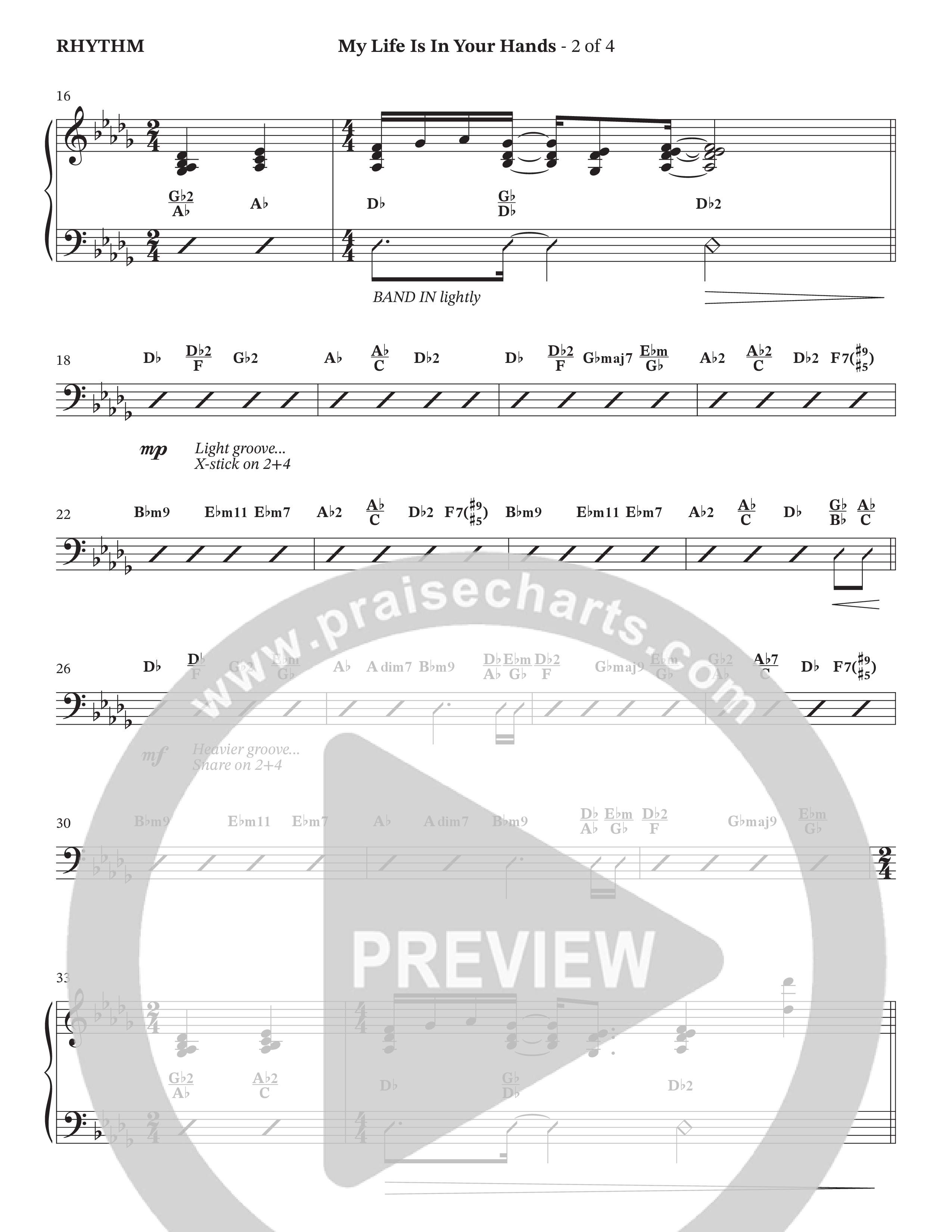 My Life Is In Your Hands (Choral Anthem SATB) Rhythm Chart (The Brooklyn Tabernacle Choir / Arr. Carol Cymbala / Orch. Lari Goss)