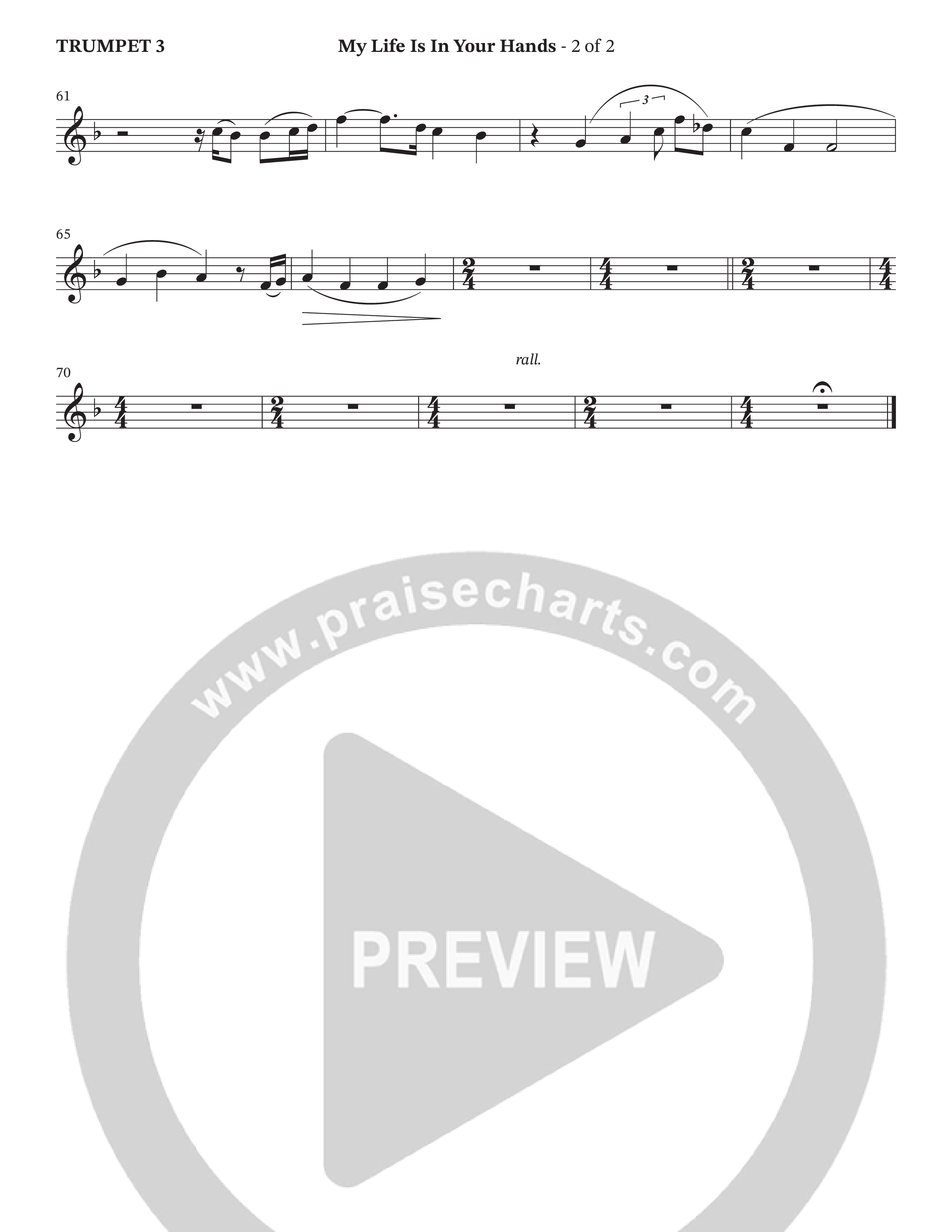 My Life Is In Your Hands (Choral Anthem SATB) Trumpet 3 (The Brooklyn Tabernacle Choir / Arr. Carol Cymbala / Orch. Lari Goss)