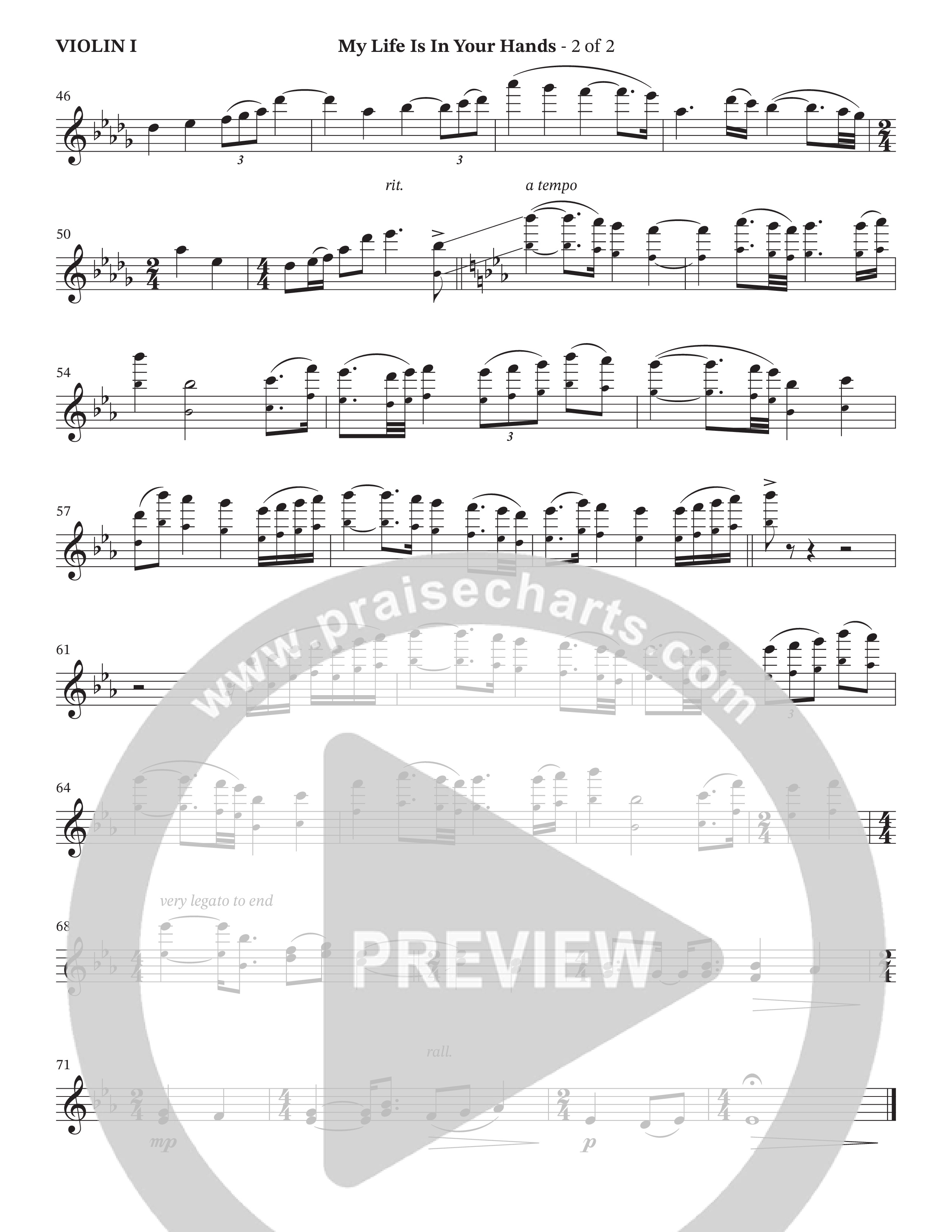 My Life Is In Your Hands (Choral Anthem SATB) Violin 1 (The Brooklyn Tabernacle Choir / Arr. Carol Cymbala / Orch. Lari Goss)