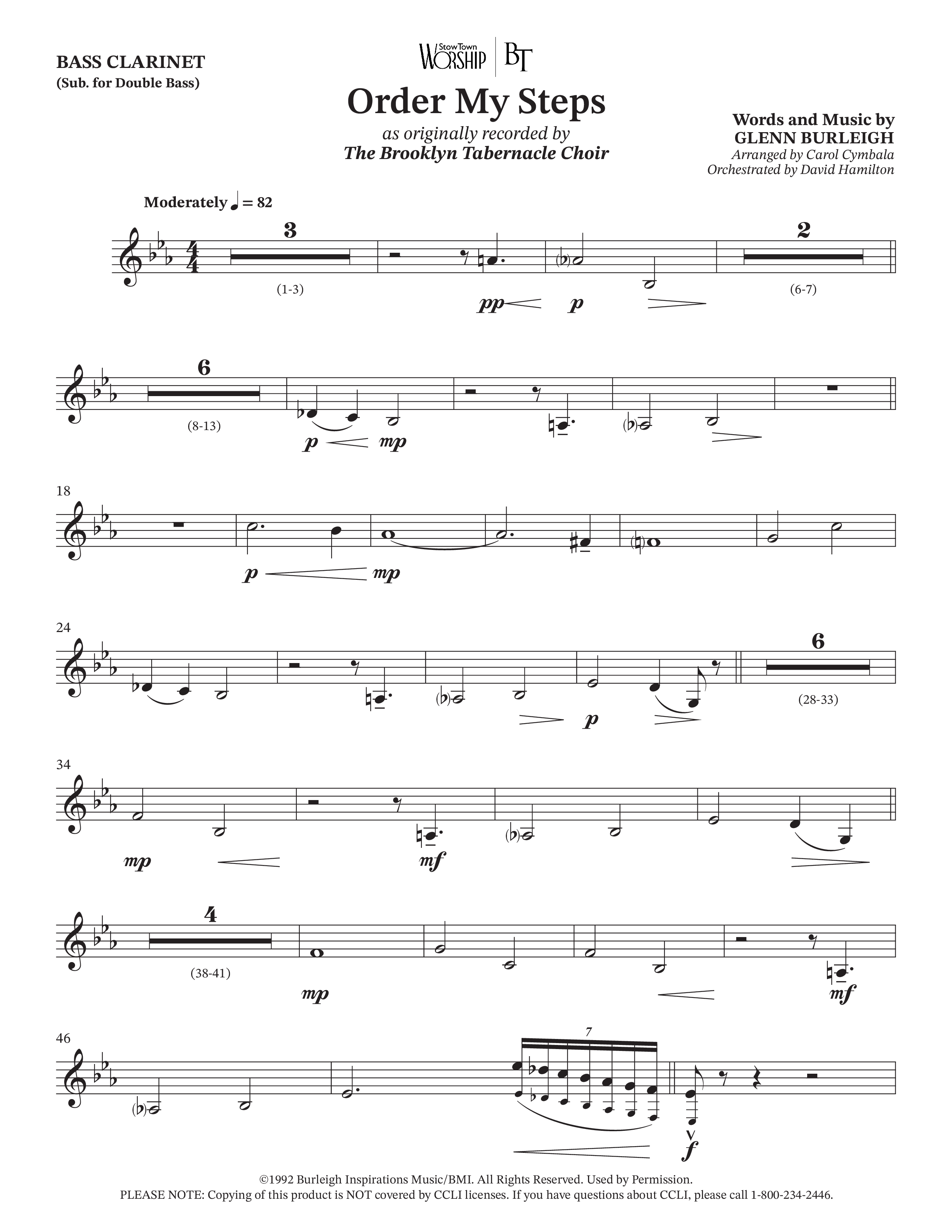 Order My Steps (Choral Anthem SATB) Bass Clarinet (The Brooklyn Tabernacle Choir / Arr. Carol Cymbala / Orch. David Hamilton)
