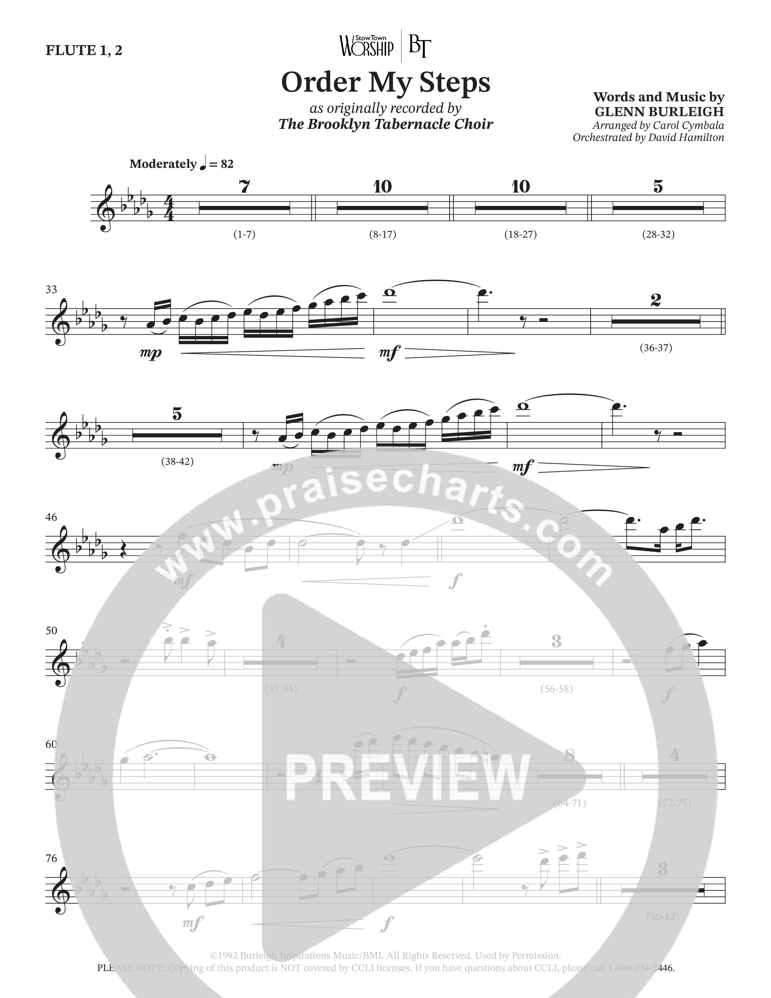 Order My Steps (Choral Anthem SATB) Flute 1/2 (The Brooklyn Tabernacle Choir / Arr. Carol Cymbala / Orch. David Hamilton)