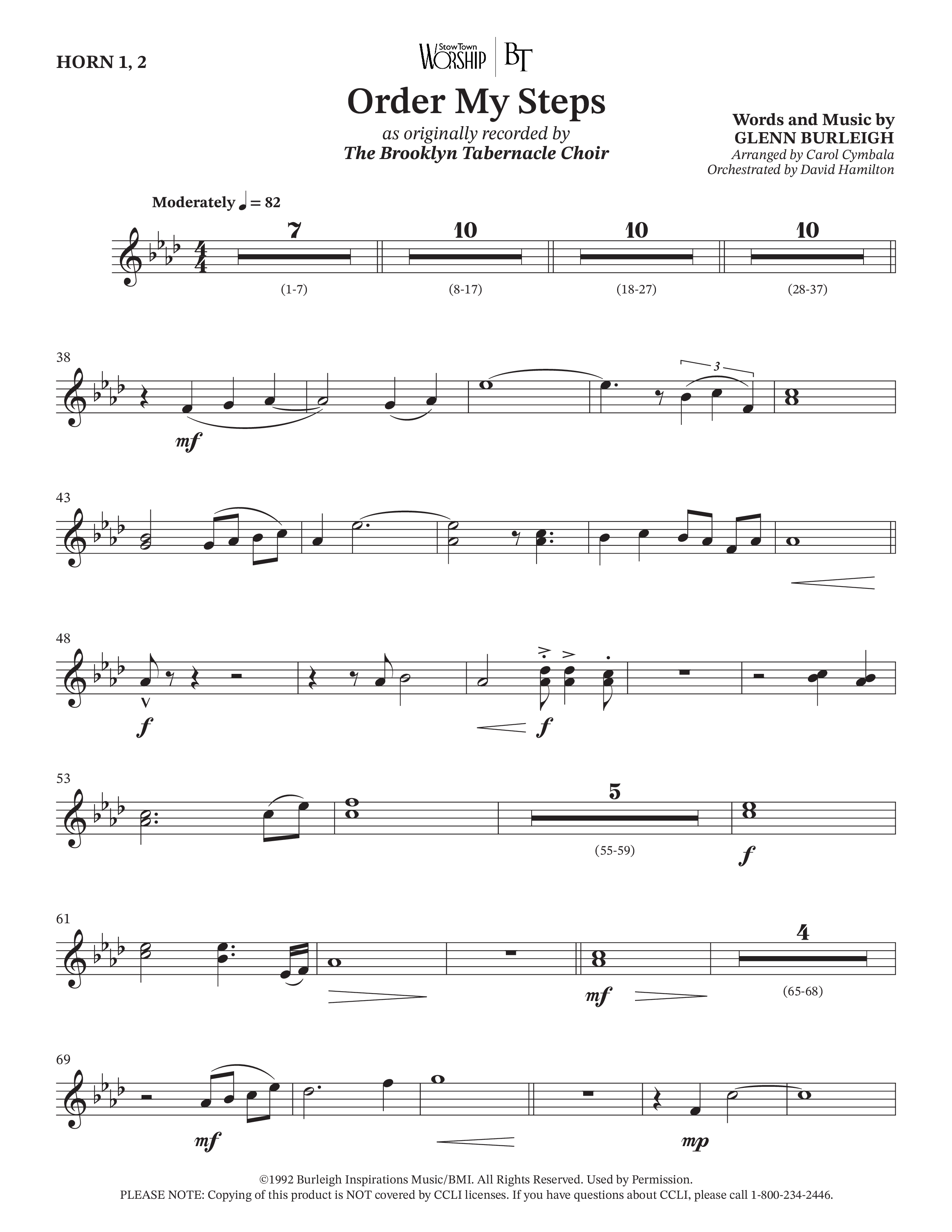 Order My Steps (Choral Anthem SATB) French Horn (The Brooklyn Tabernacle Choir / Arr. Carol Cymbala / Orch. David Hamilton)