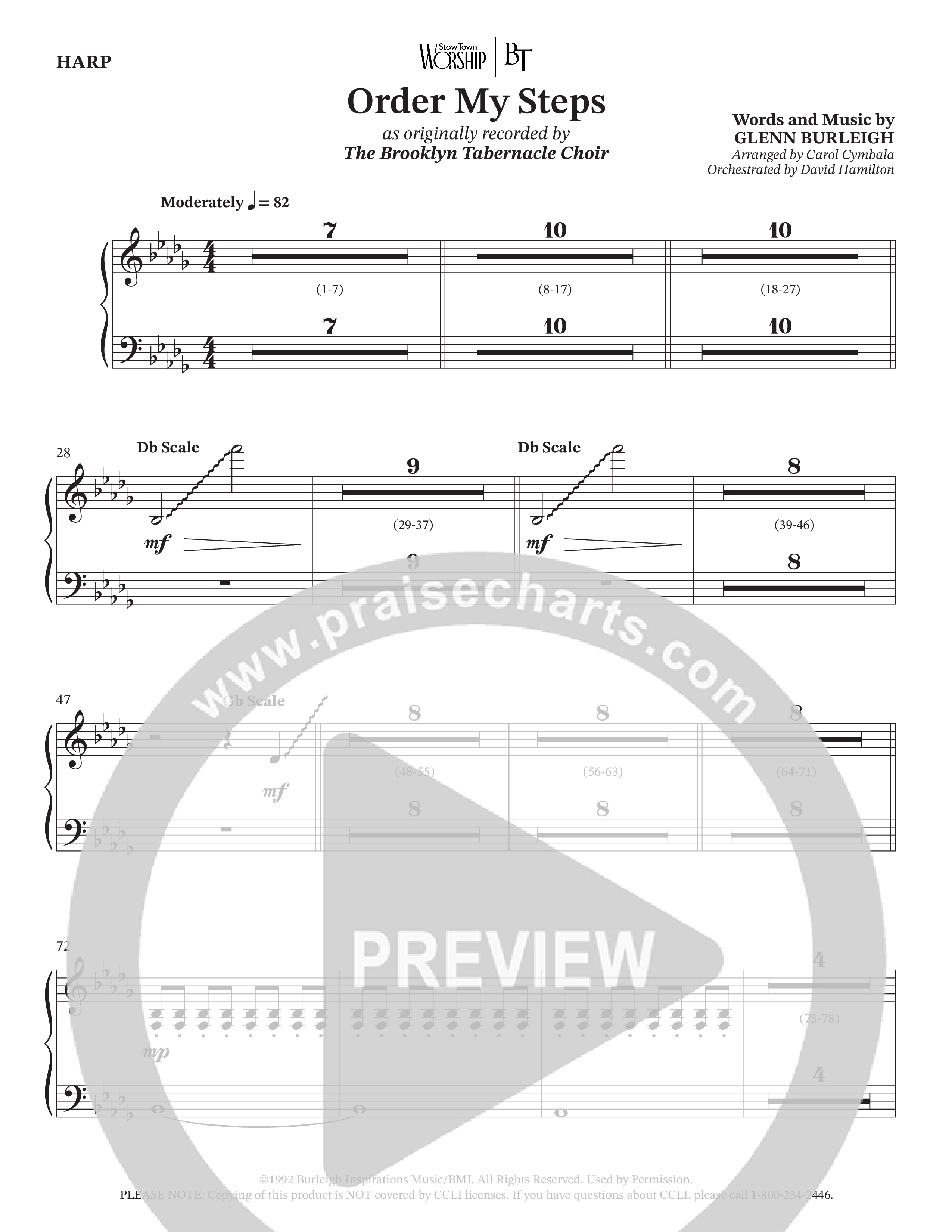 Order My Steps (Choral Anthem SATB) Harp (The Brooklyn Tabernacle Choir / Arr. Carol Cymbala / Orch. David Hamilton)